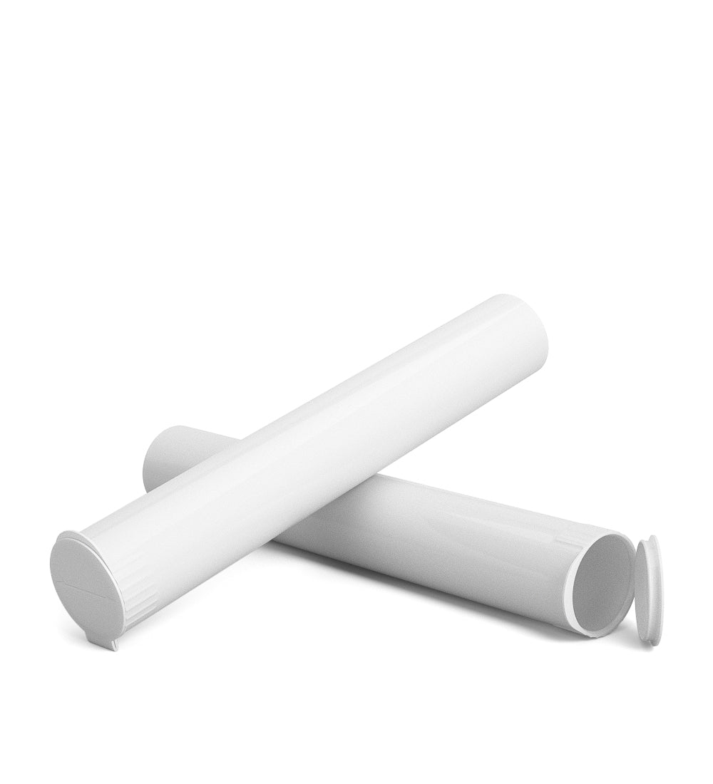 Child Resistant | King Size Pop Top Opaque Plastic USA Pre-Roll Tubes (Open) | 116mm - White - 1000 Count