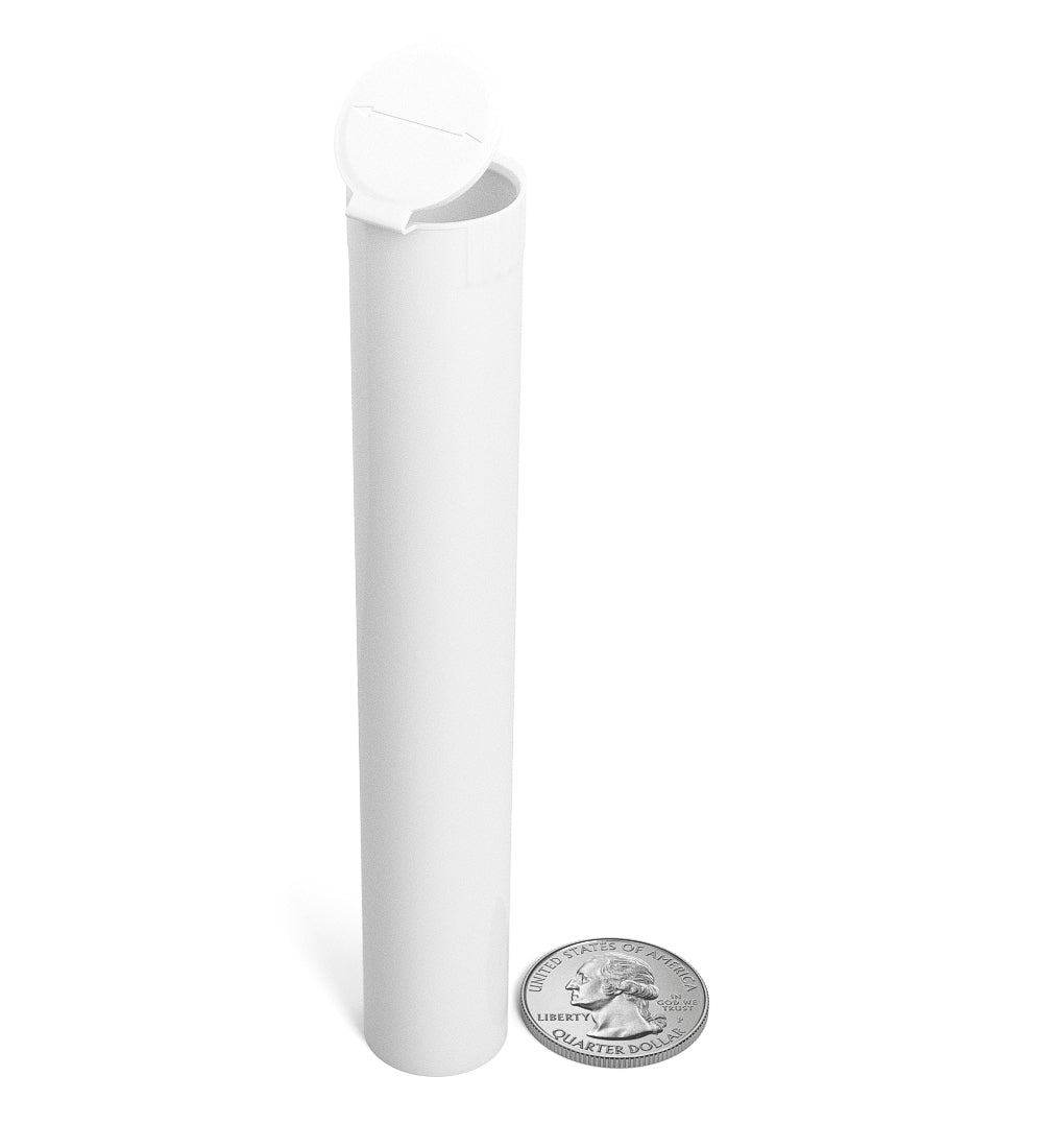 Child Resistant | King Size Pop Top Opaque Plastic USA Pre-Roll Tubes (Open) | 116mm - White - 1000 Count