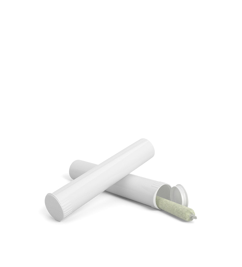 Child Resistant | Pop Top Opaque Plastic Pre-Roll Tubes (Open) | 95mm - White - 1000 Count