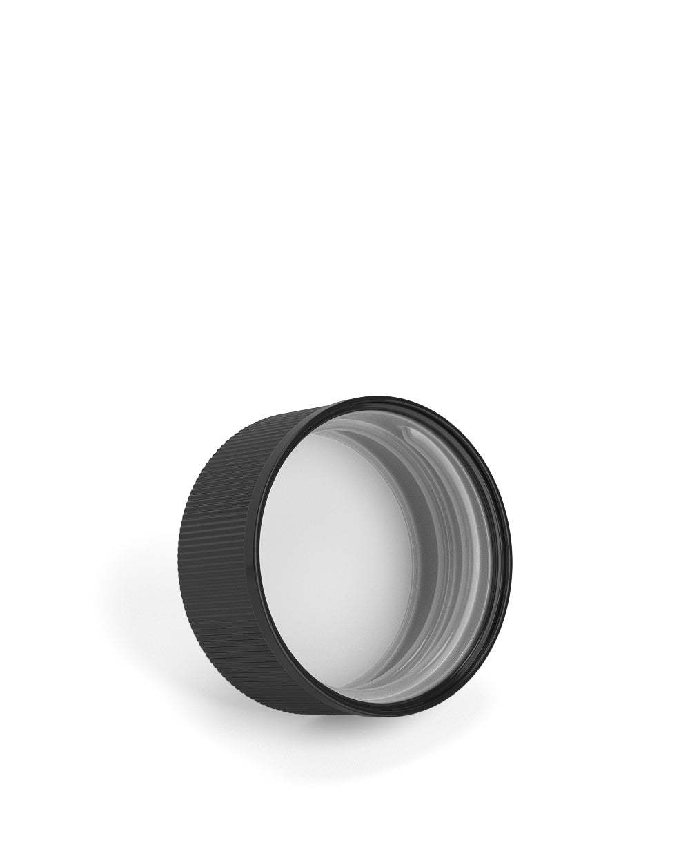 Child Resistant | Ribbed Push Down & Turn Plastic Caps w/ Foam Liner | 28mm - Glossy Black - 504 Count