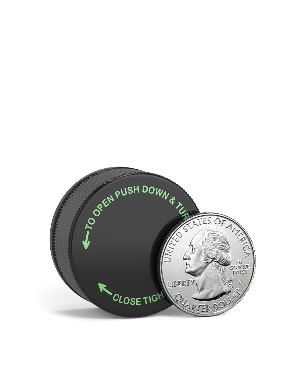 Child Resistant | Ribbed Push Down & Turn Plastic Caps w/ Foam Liner | 28mm - Glossy Black - 504 Count