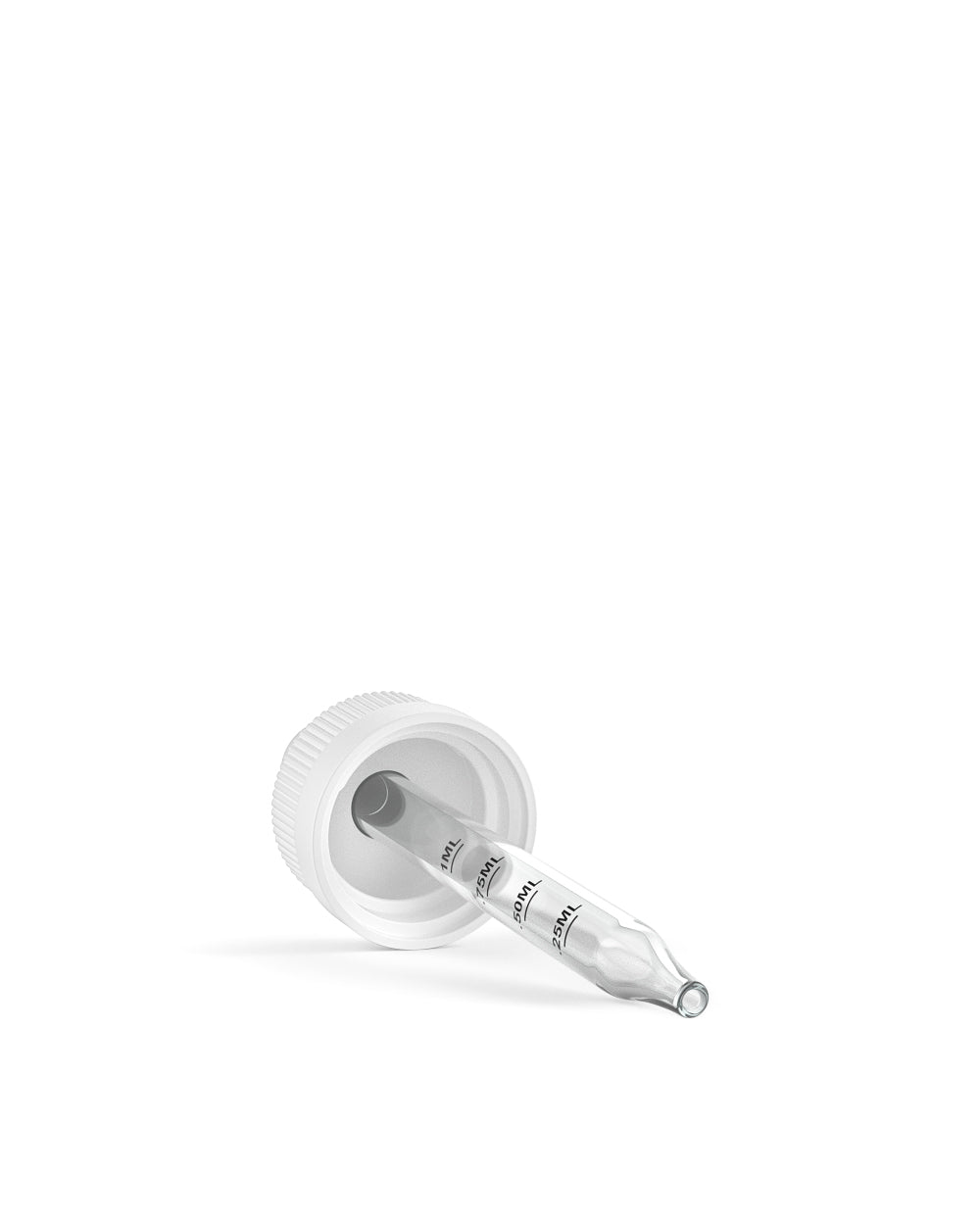 Child Resistant | White Graduated Ribbed Glass Dropper Cap | 1oz - 1mL - 360 Count