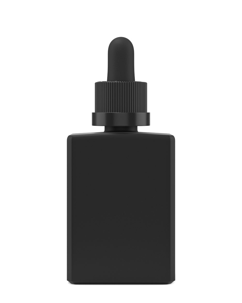 Child Resistant | Rectangular Glass Tincture Bottles w/ Black Ribbed Dropper Cap | 30mL - Matte Black - 120 Count