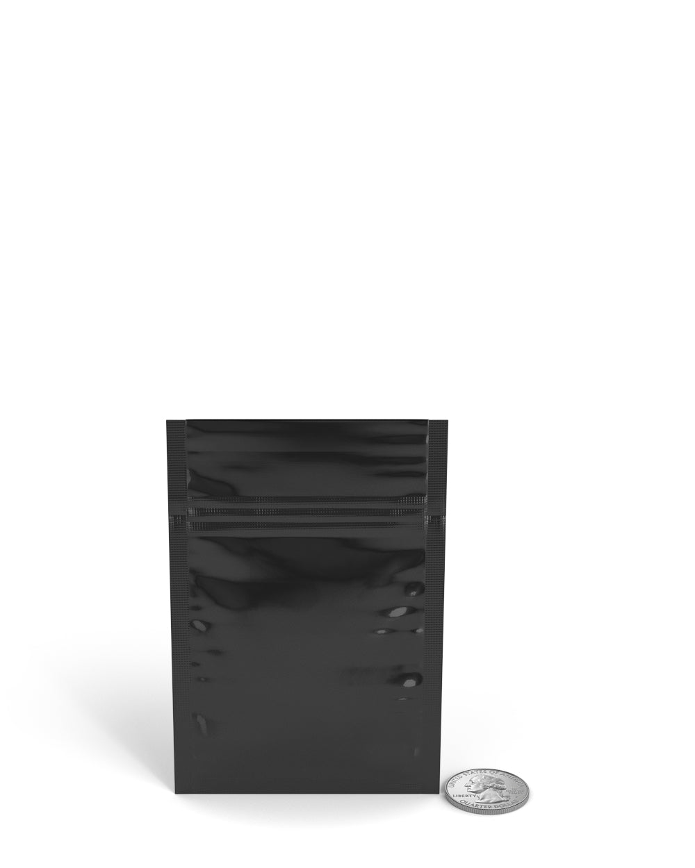 Tamper Evident | Glossy Black Mylar Bags (No Tear Notch) | 3in x 4.5in - 1g - 1000 Count