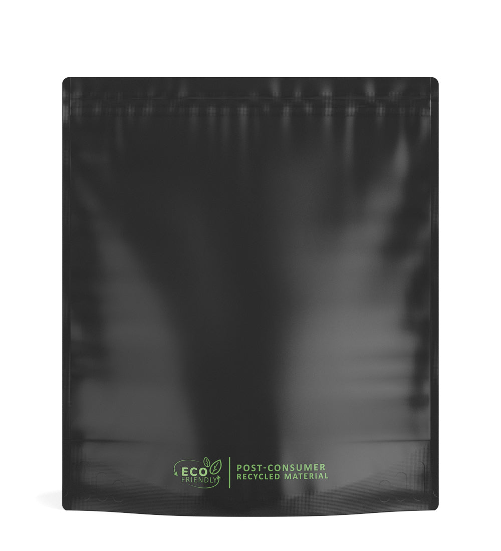 Tamper Evident | Matte Black Mylar PCR Bags (No Tear Notch) | 14.6in x 16.4in - 448g - 100 Count