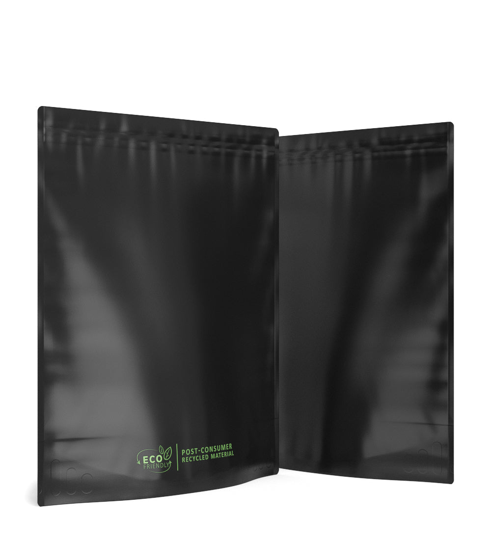 Tamper Evident | Matte Black Mylar PCR Bags (No Tear Notch) | 14.6in x 16.4in - 448g - 100 Count