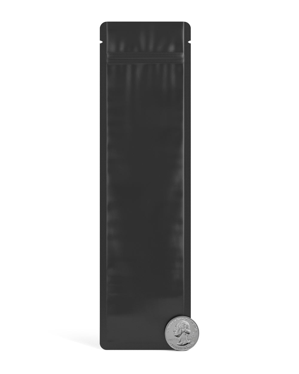 Tamper Evident | Matte Black PCR Mylar Bags for Pre-Roll/Syringe (Tear Notch) | 2.5in x 9in - 3.5g - 100 Count