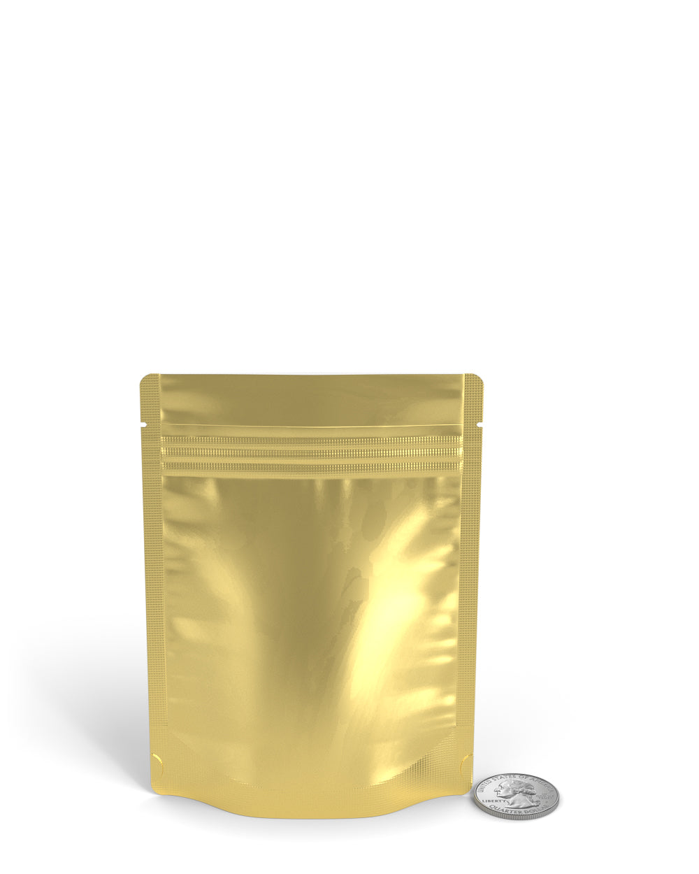 Tamper Evident | Matte Gold Vista Mylar Bag (Tear Notch) | 3.6in x 5in - 3.5g - 1000 Count
