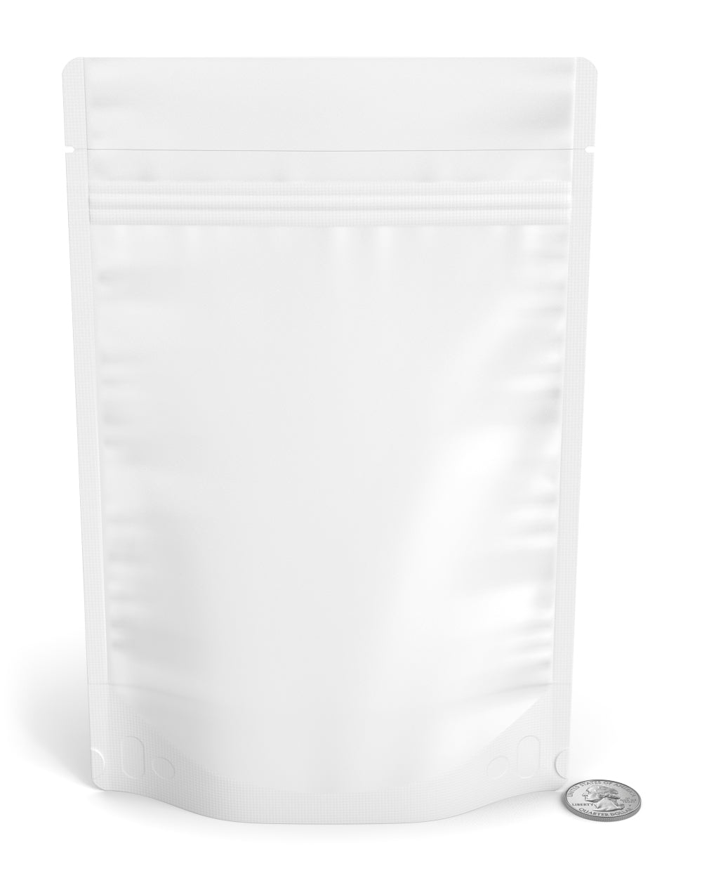 Tamper Evident | Matte White Vista Mylar Bags (Tear Notch) | 6in x 9.3in - 28g - 1000 Count