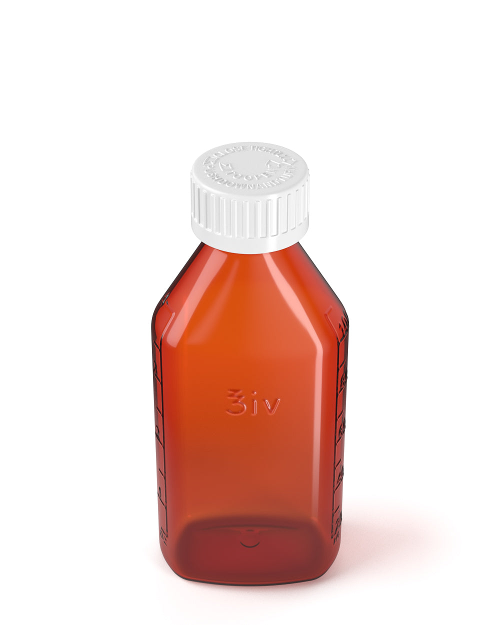 Child Resistant | Push Down & Turn Plastic Syrup Bottles w/ Oral Adapters | 4oz - Amber - 120 Count