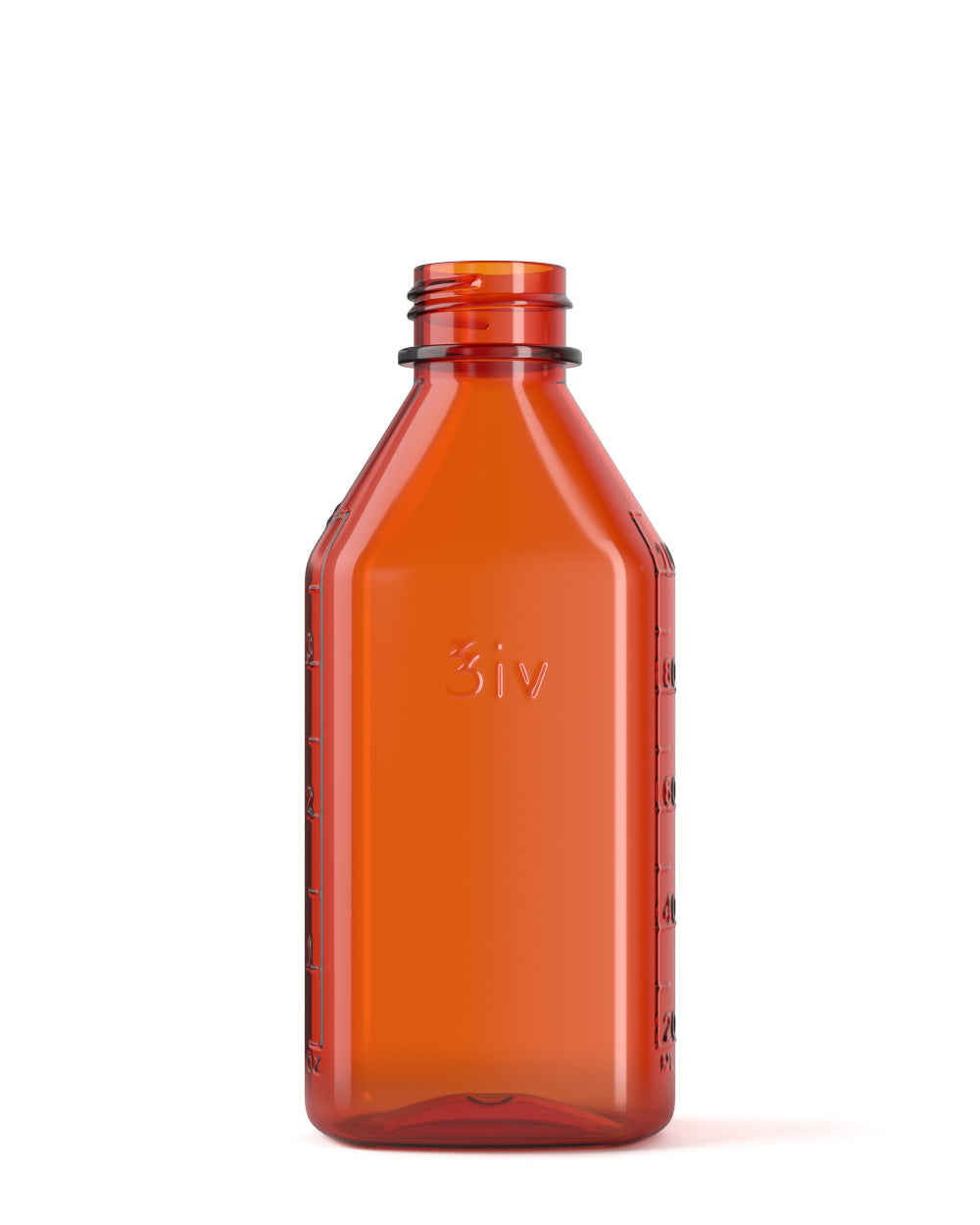 Child Resistant | Push Down & Turn Plastic Syrup Bottles w/ Oral Adapters | 4oz - Amber - 120 Count