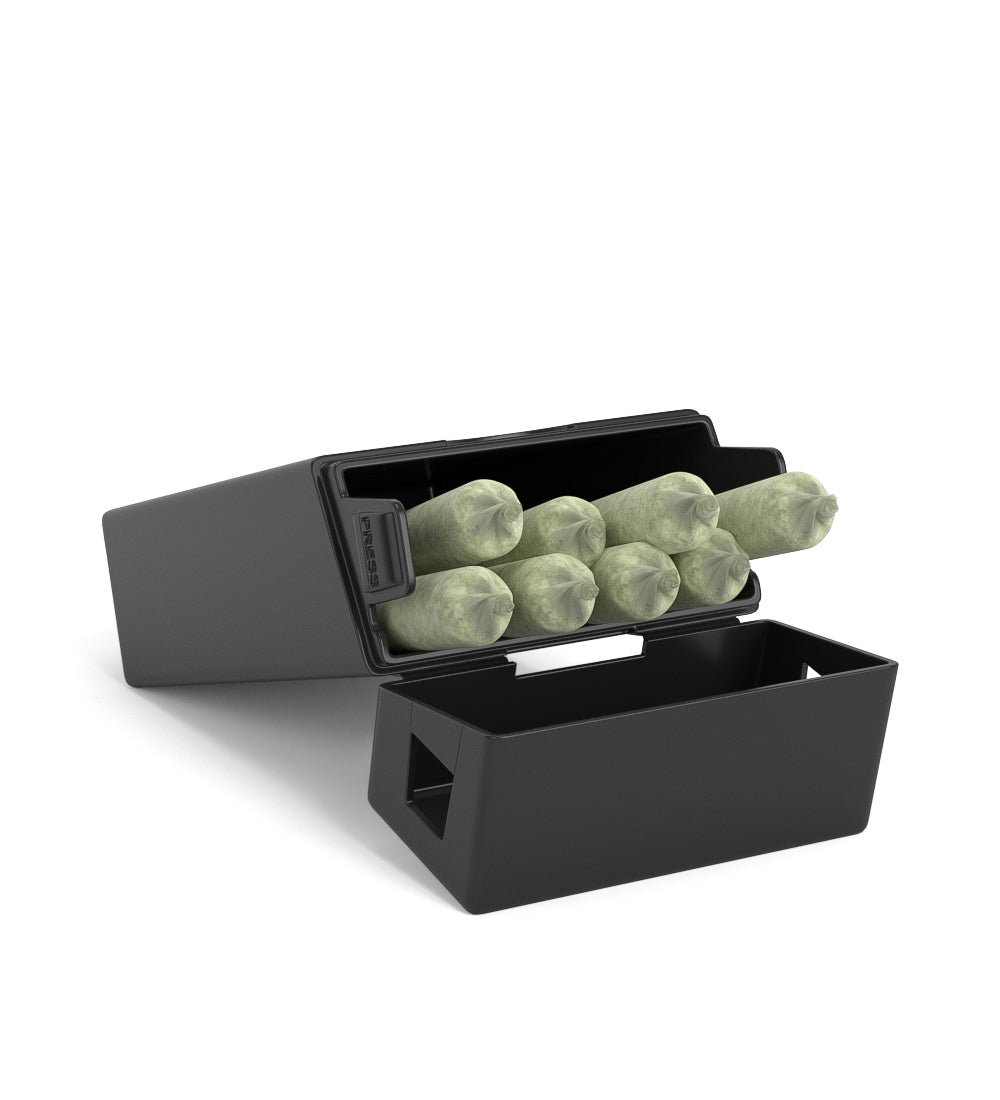 Child Resistant & Sustainable | 100% Biodegradable Pinch 'N Flip Pre-Roll Case | 88mm x 49mm - Black Plastic - 130 Count