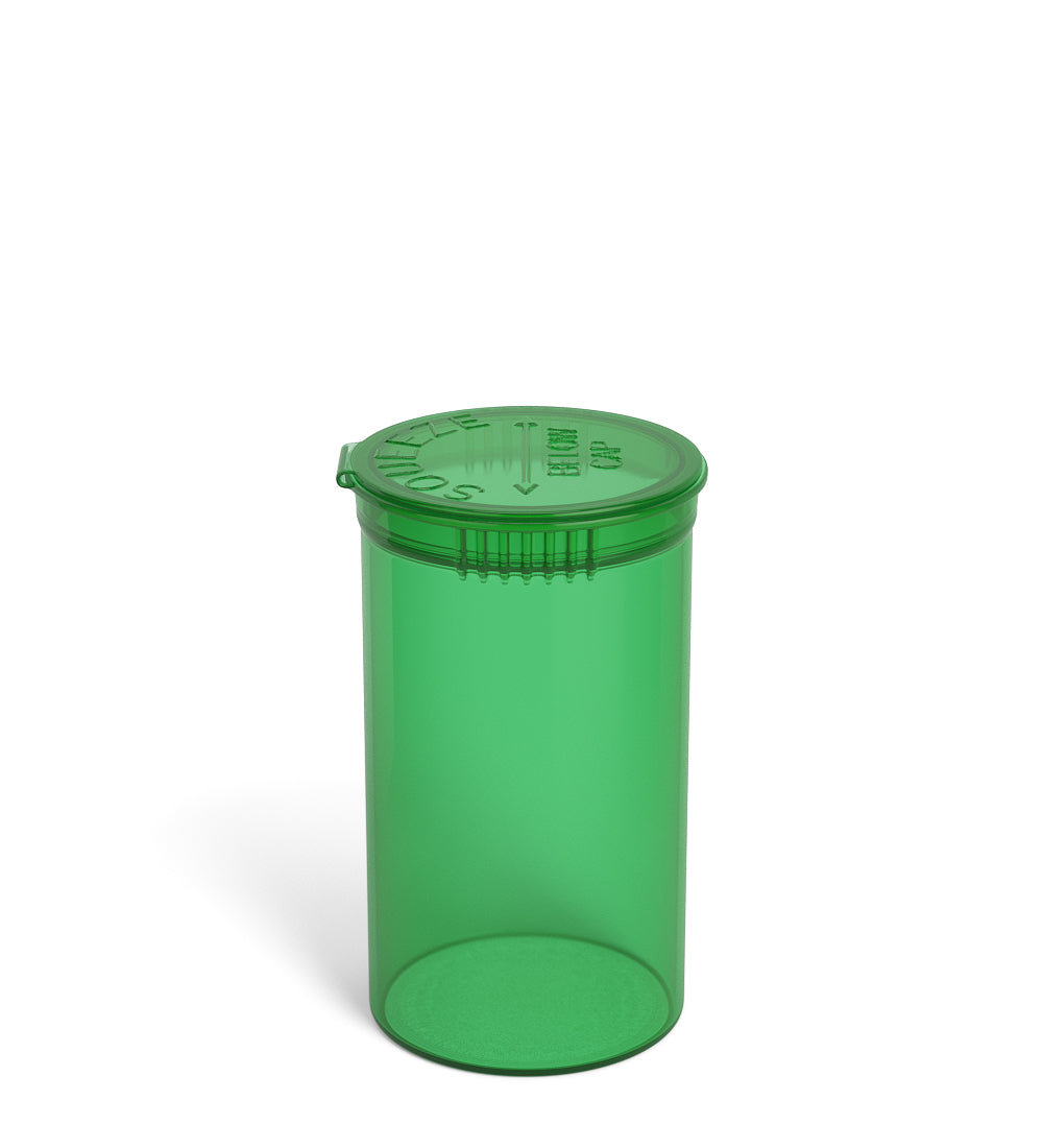 Child Resistant | Transparent Green Pop Top PCR Bottles | 19dr - 3.5g - 225 Count