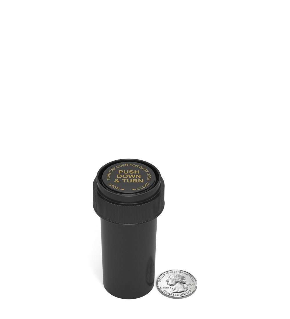 Child Resistant | Black Reversible Cap Vials | 13dr - 2g - 275 Count