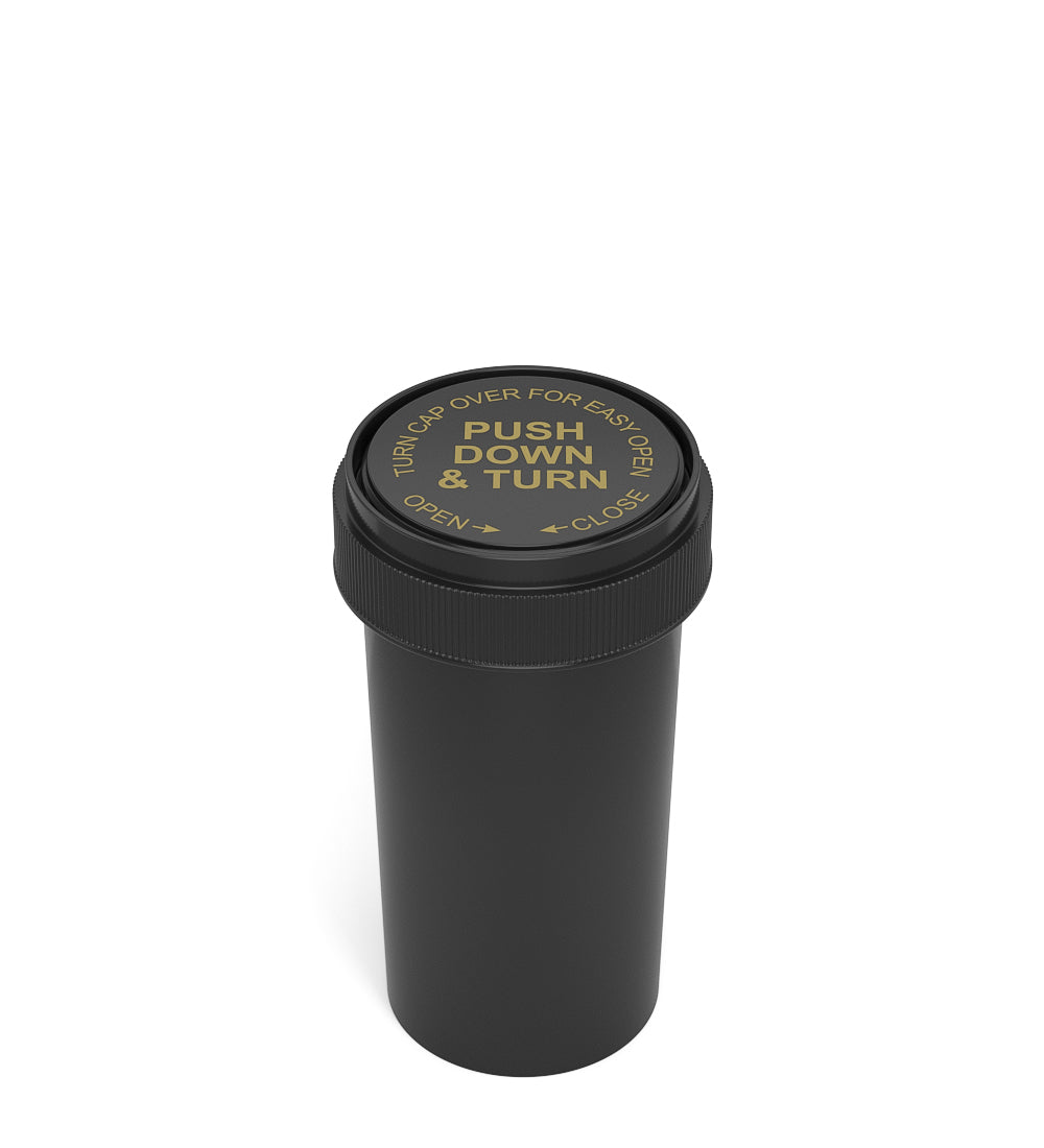 Child Resistant | Black Reversible Cap Vials | 40dr - 10g - 150 Count