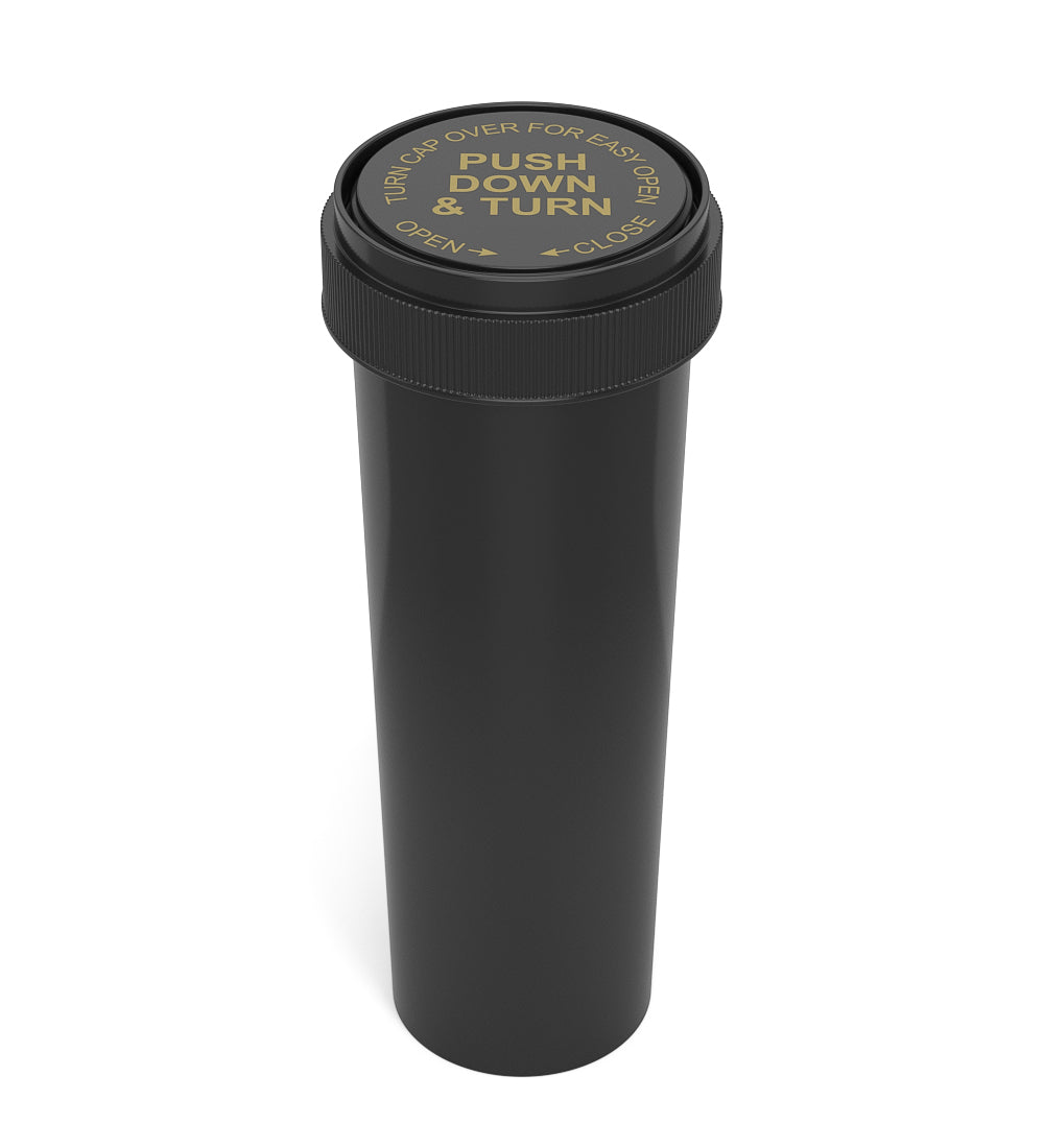 Child Resistant | Black Reversible PCR Cap Vials | 60dr - 14g - 100 Count