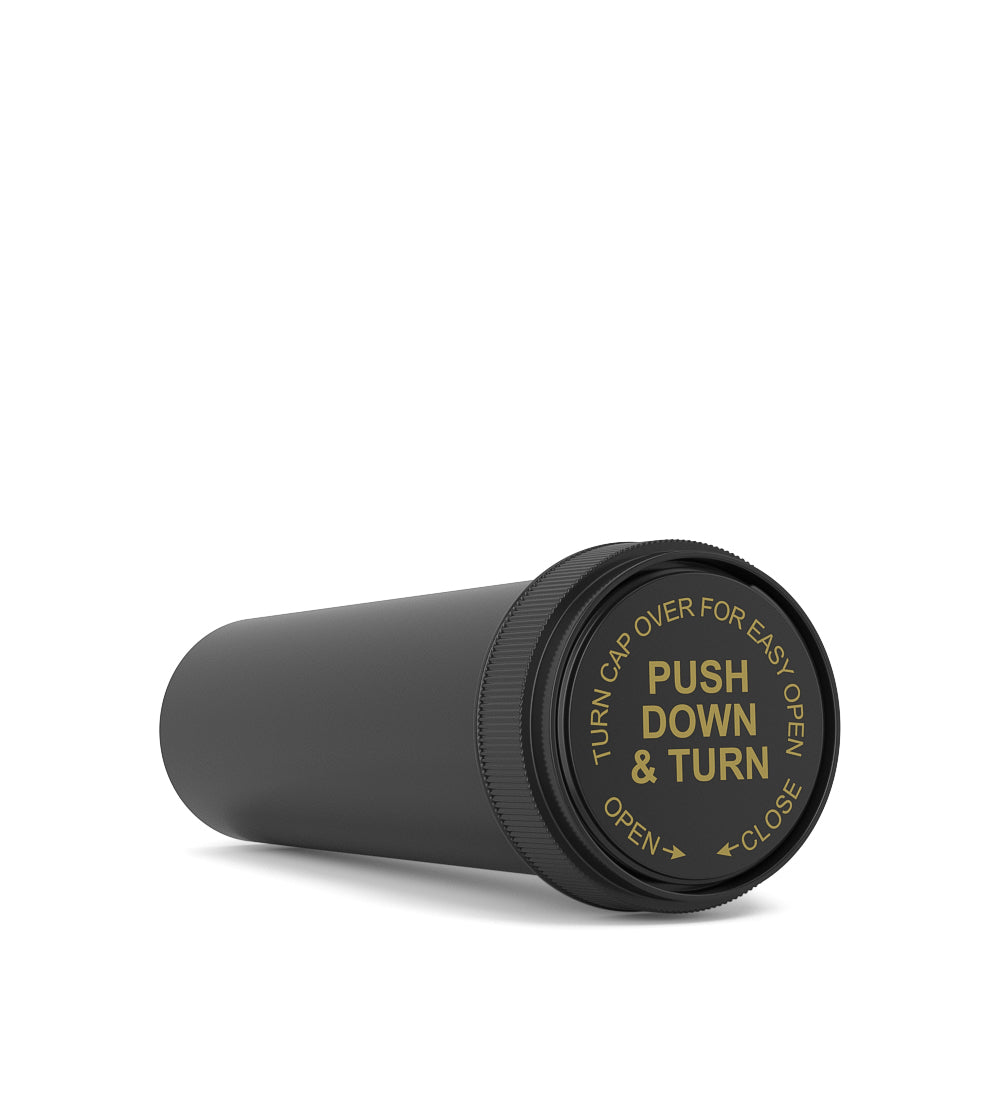 Child Resistant | Black Reversible PCR Cap Vials | 60dr - 14g - 100 Count