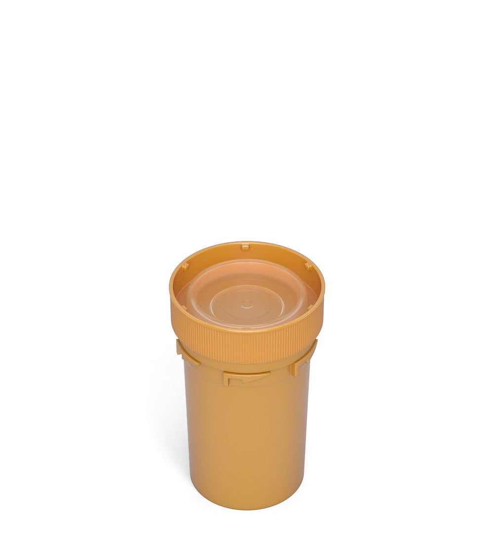 Child Resistant | Opaque Gold Blank Cap Reversible Vials | 20dr - 3.5g - 240 Count