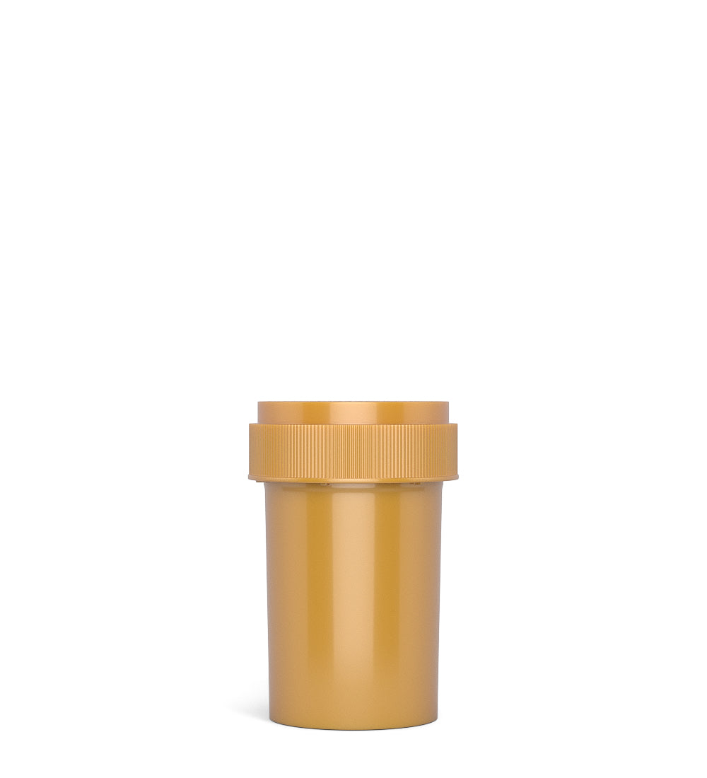 Child Resistant | Opaque Gold Blank Cap Reversible Vials | 20dr - 3.5g - 240 Count