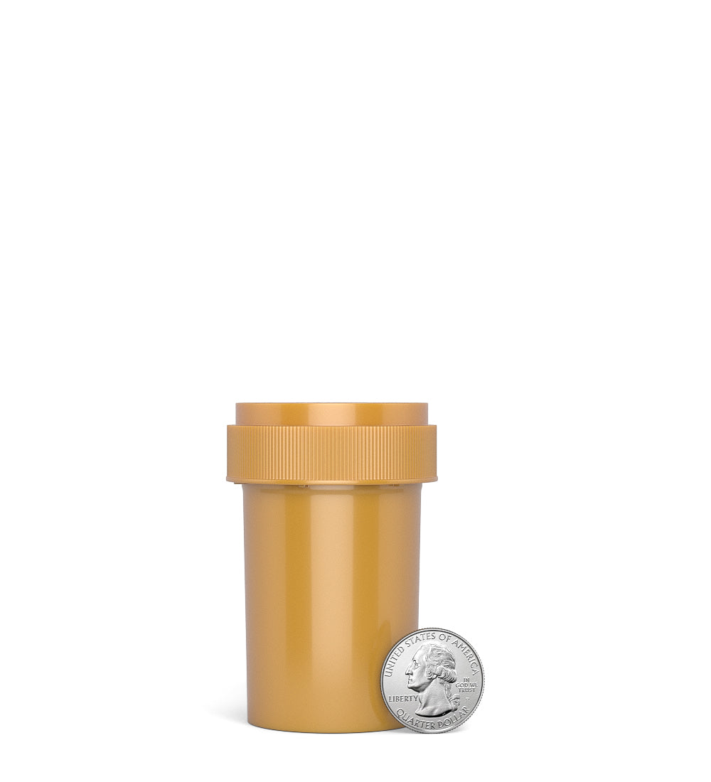 Child Resistant | Opaque Gold Blank Cap Reversible Vials | 20dr - 3.5g - 240 Count