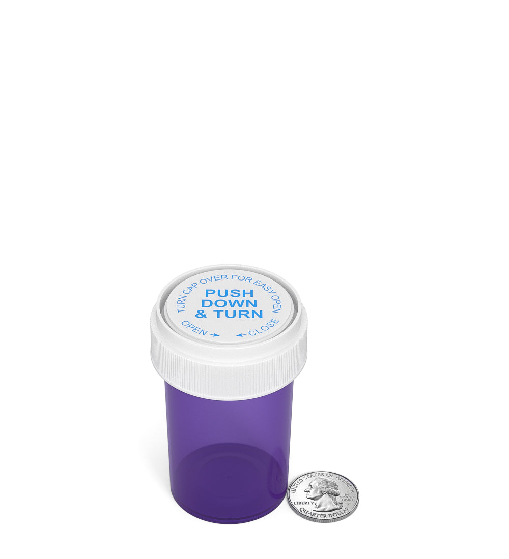 Child Resistant | Purple Reversible Cap Vials | 20dr - 3.5g - 240 Count