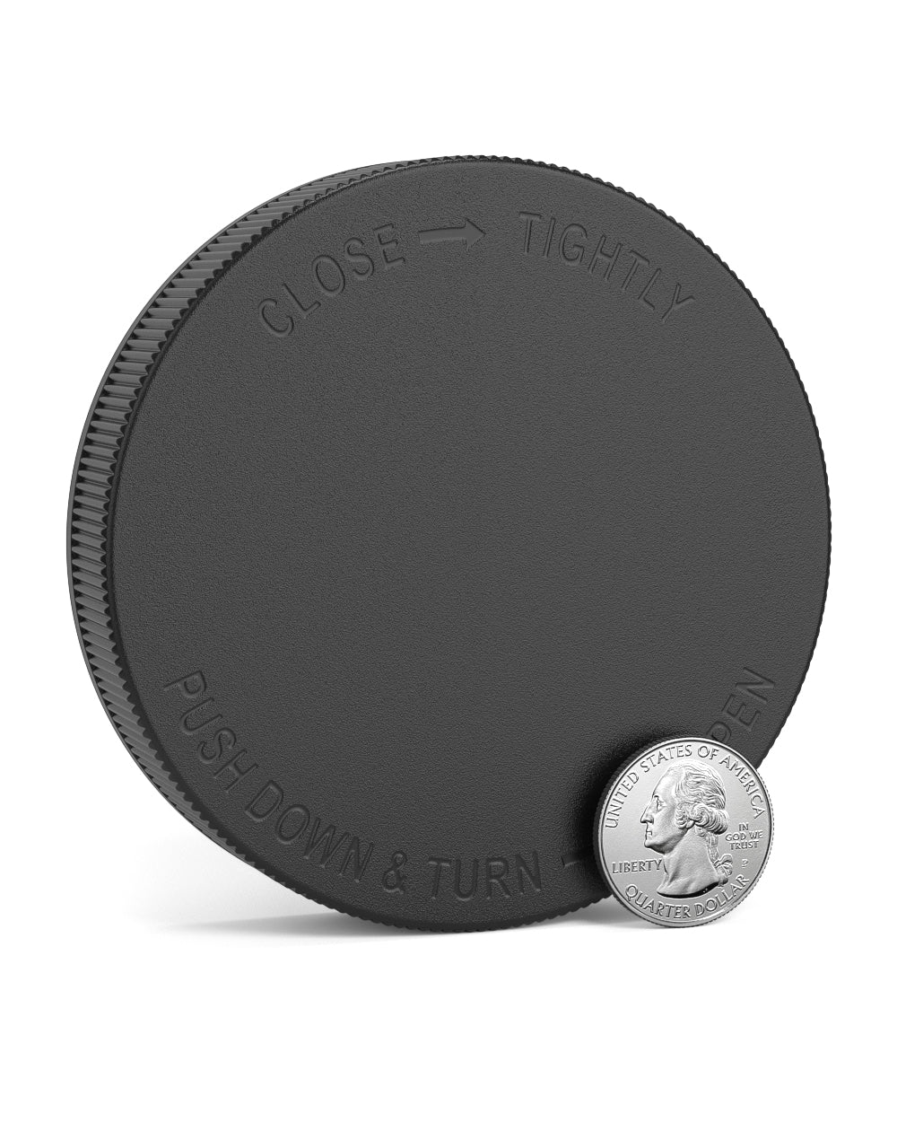Child Resistant | Ribbed Push Down & Turn Plastic Caps | 89mm - Semi Gloss Black - 205 Count