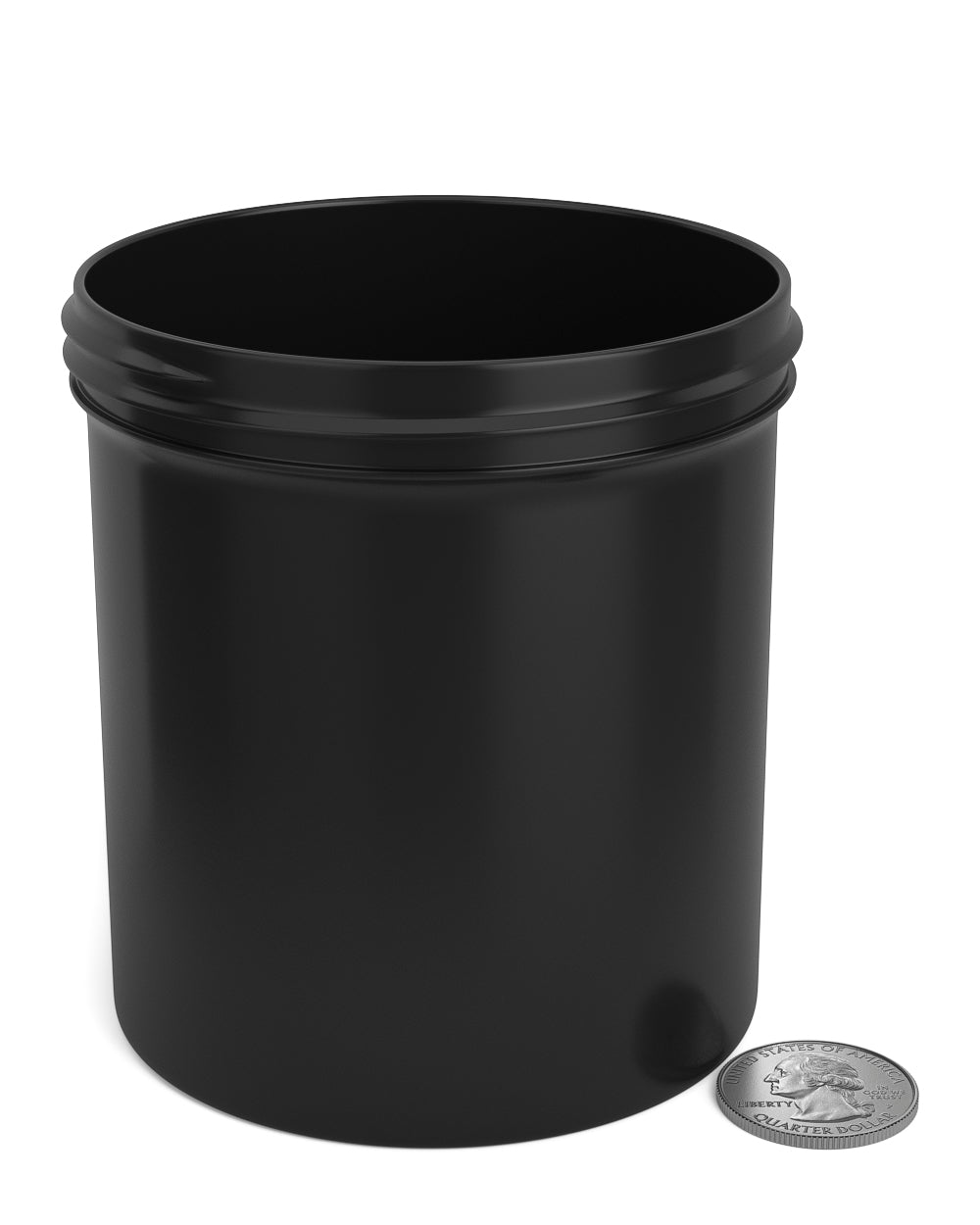 Wide Mouth Straight Sided Black Plastic Jars | 89mm - 16oz - 205 Count