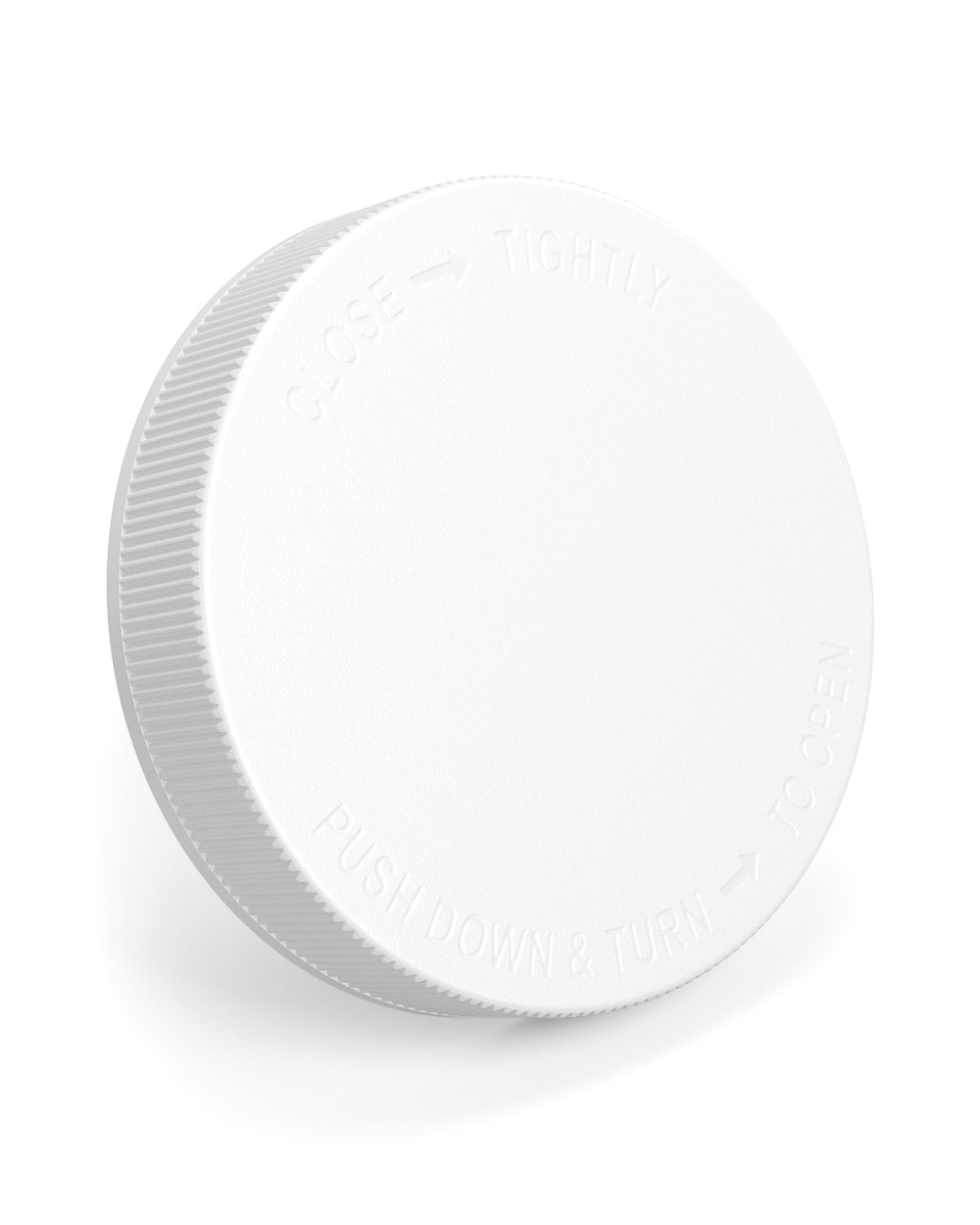 Child Resistant | Ribbed Push Down & Turn Plastic Caps | 89mm - Matte White - 205 Count