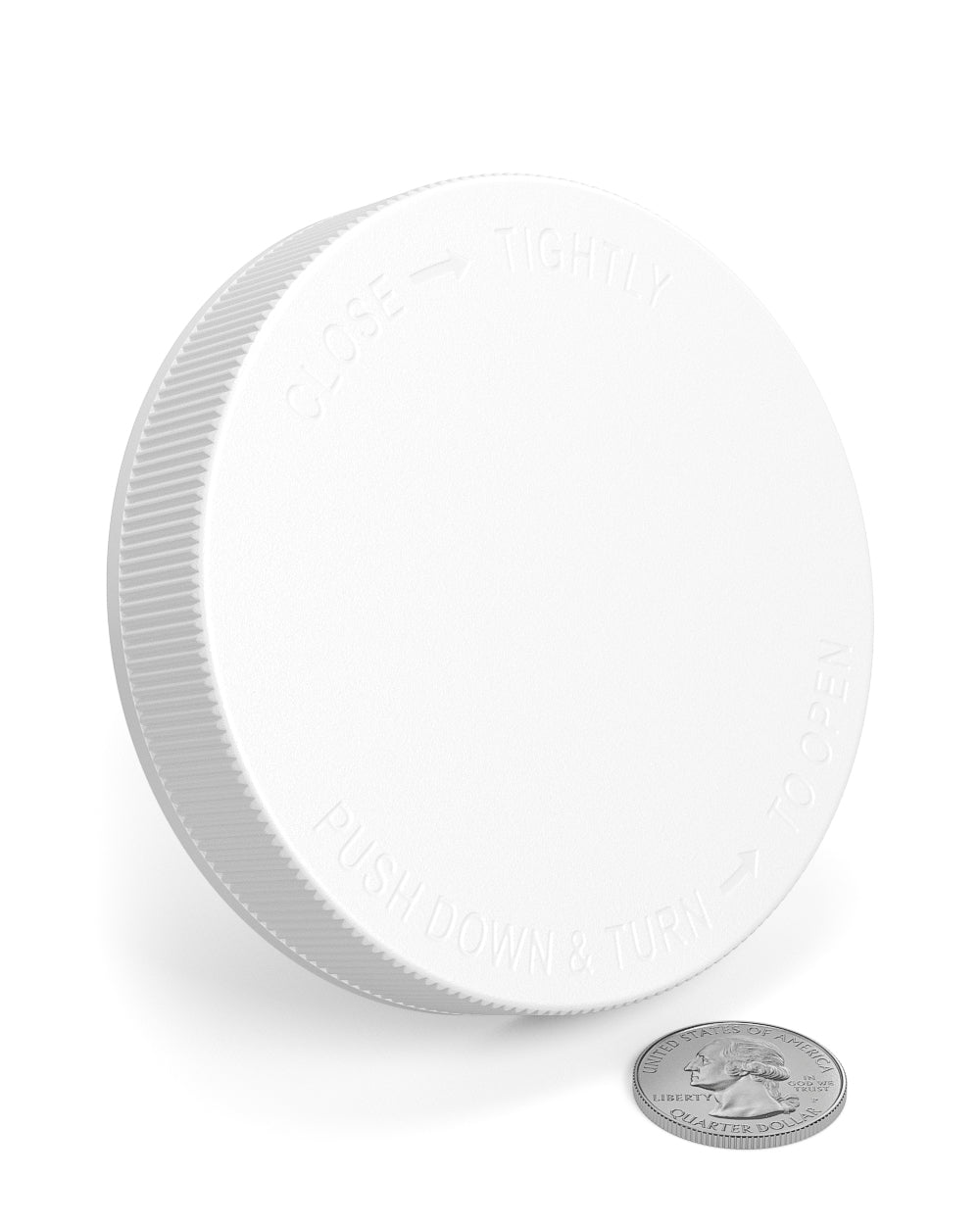 Child Resistant | Ribbed Push Down & Turn Plastic Caps | 89mm - Matte White - 205 Count