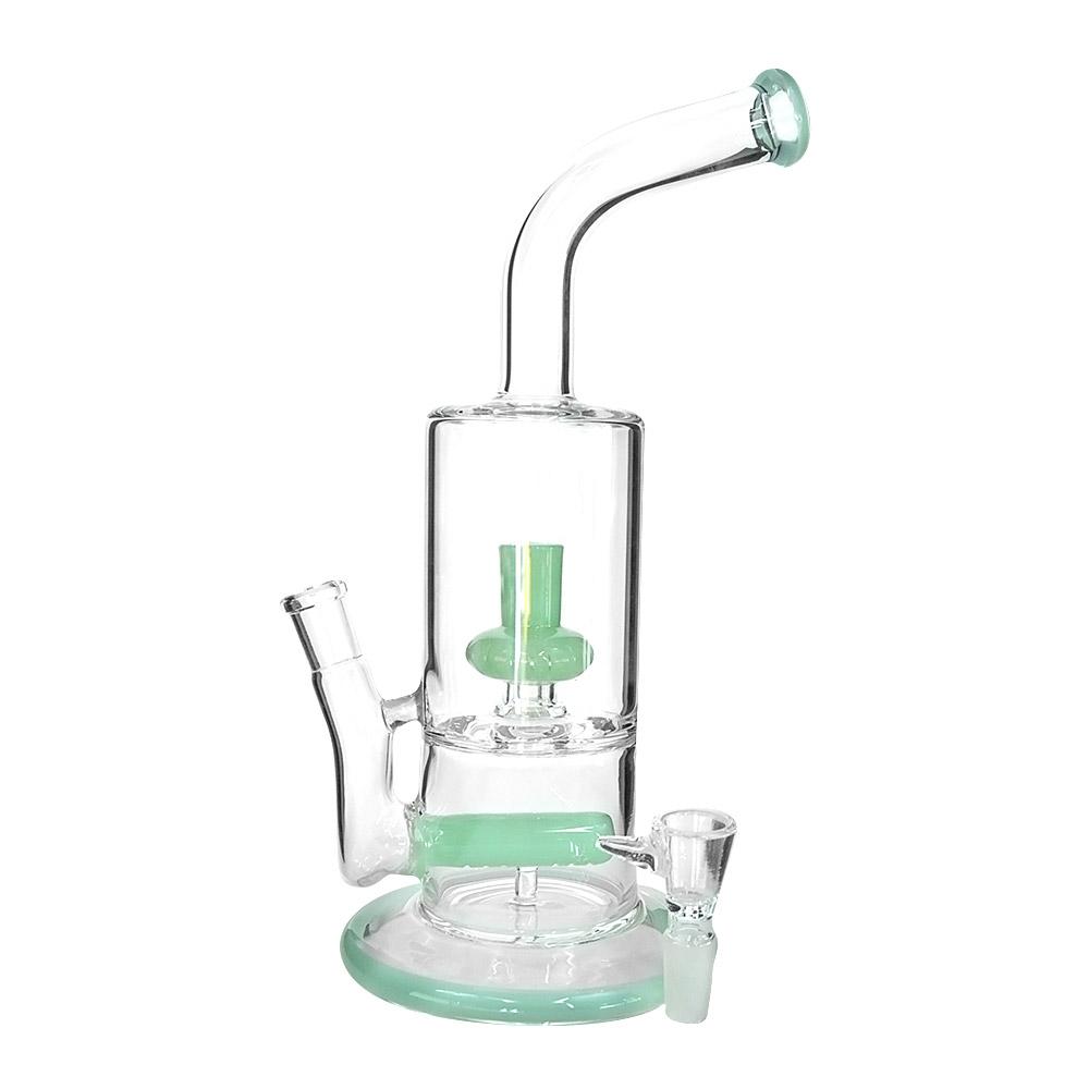10" Green Double Perc Water Pipe 14mm - 5