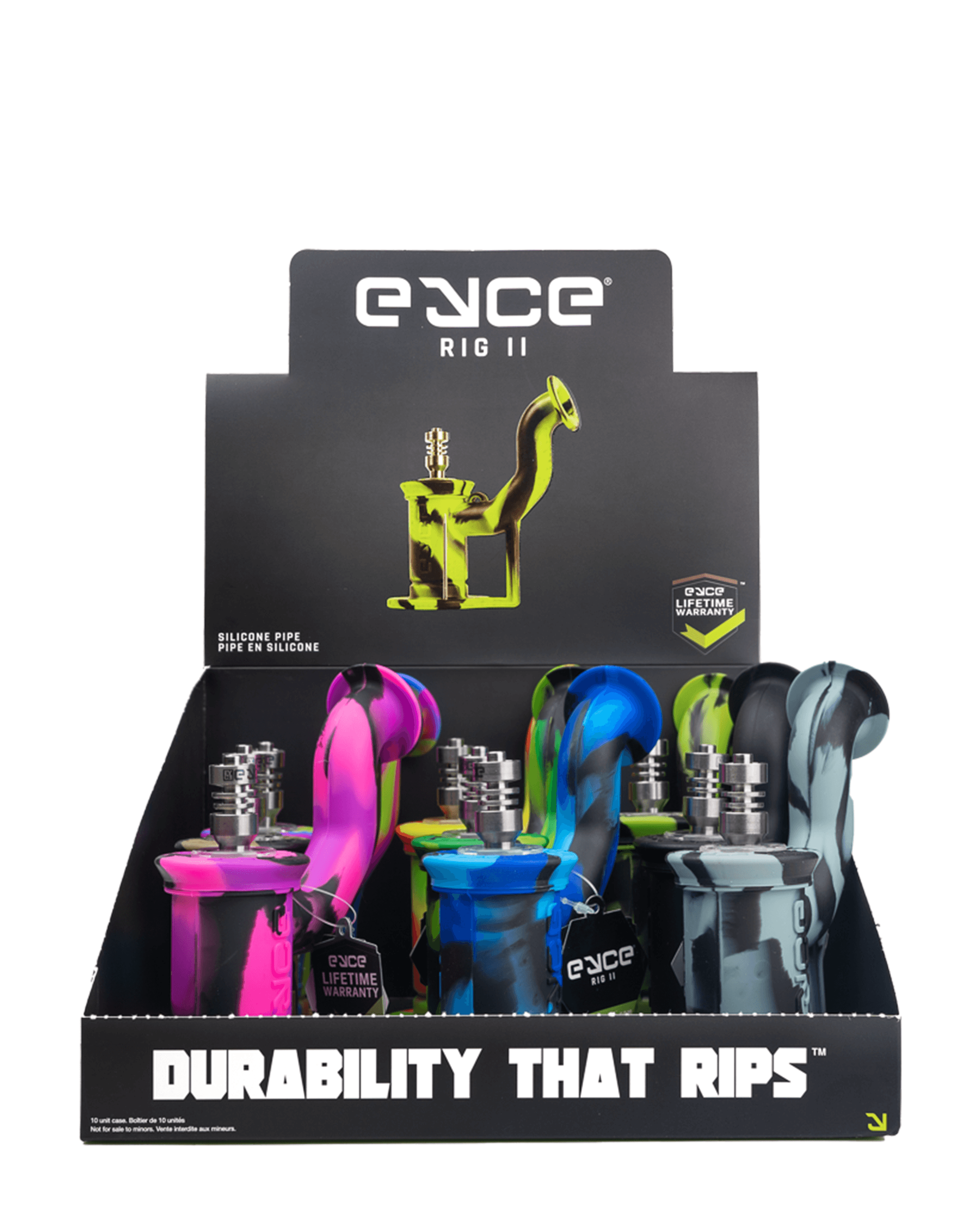 Eyce | 'Retail Display' Silicone Assorted Dab Rig II | 6in Tall - 10mm Banger - 9 Count - 4