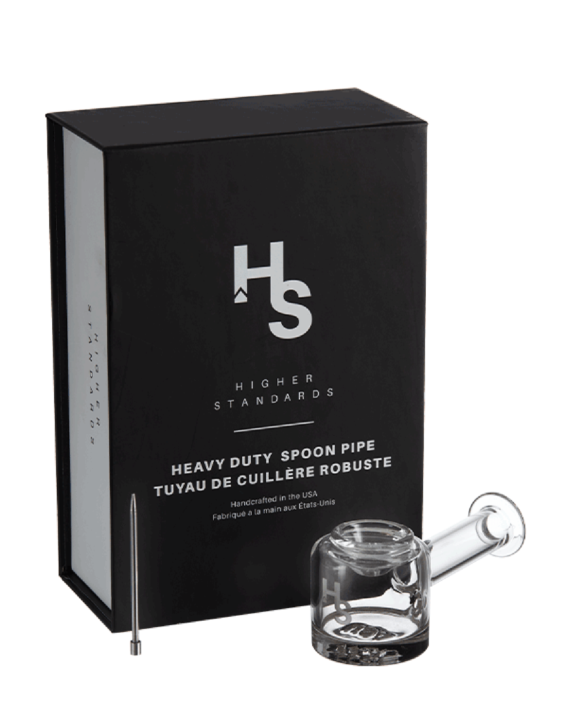 Higher Standards | Heavy Duty Wide Flat Spoon Hand Pipe w/ Thick Base | 5in Long - Glass - Clear - 8