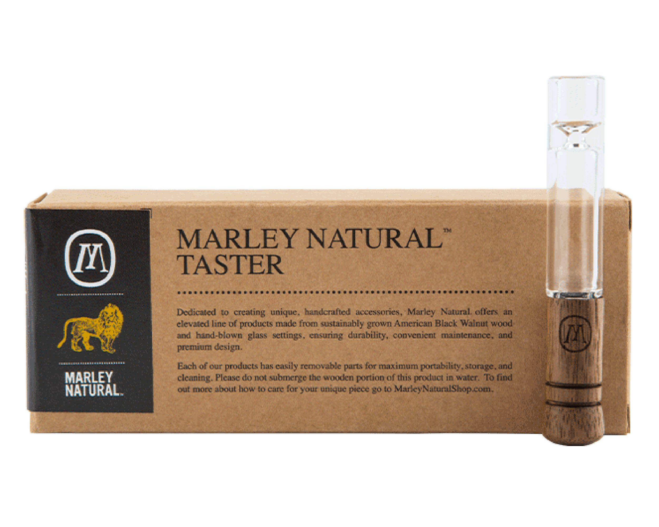 Marley Natural | Glass Taster Chillum Hand Pipe | 4.5in Long - Glass - Black Walnut - 2