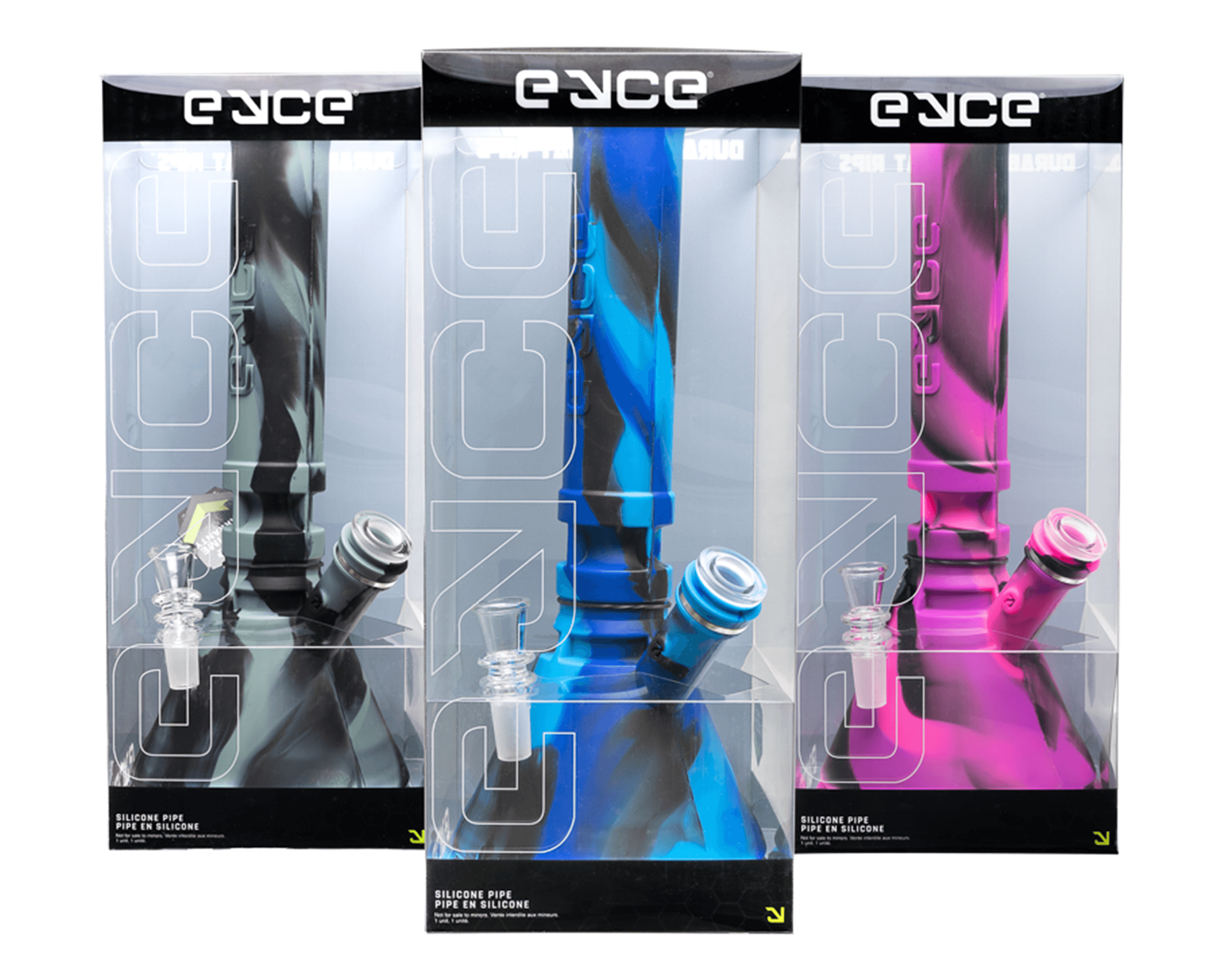 Eyce | Straight Neck Platinum-Cure Silicone Beaker Water Pipe | 12in Tall - 14mm Bowl - Assorted - 2