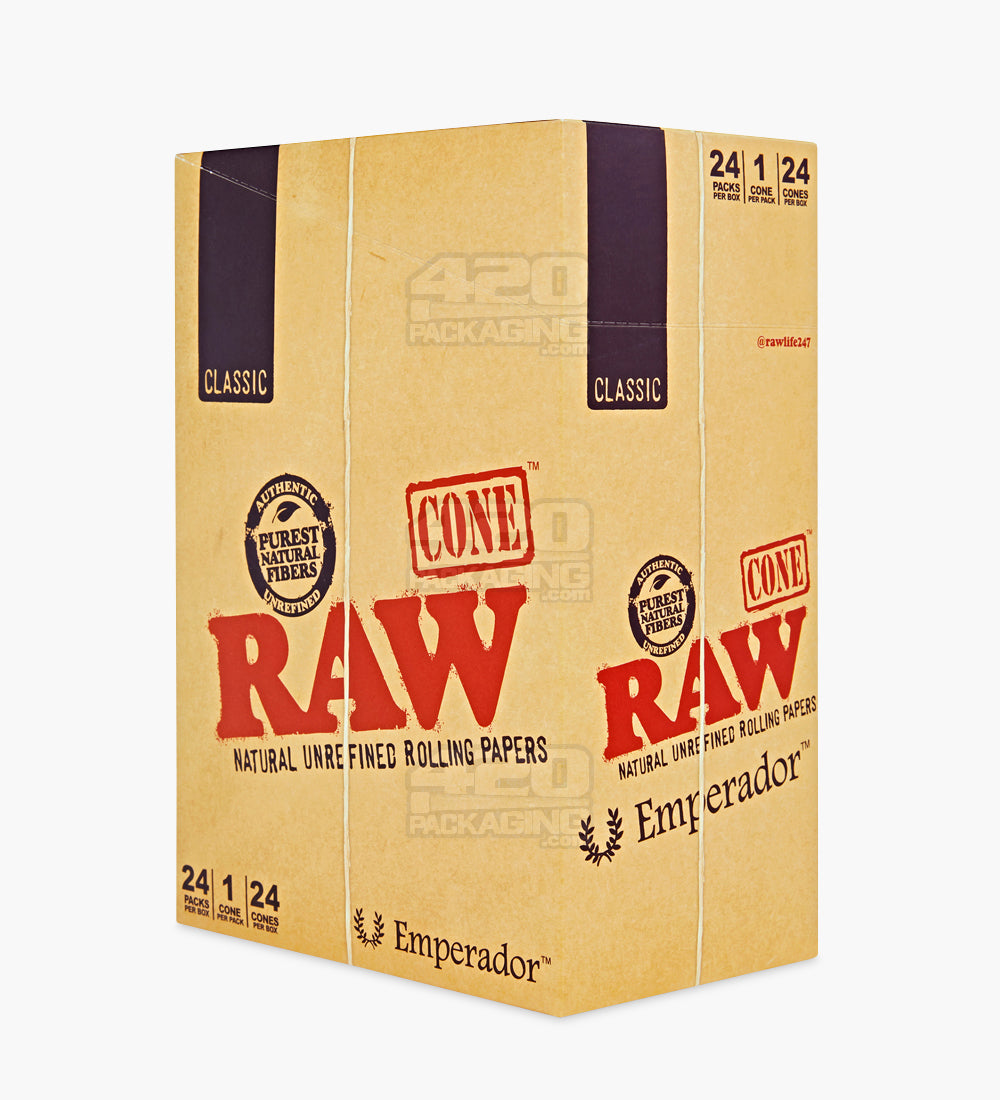 RAW | 'Retail Display' Emperador Super Size Pre-Rolled Cones | 180mm - Organic Hemp Paper - 24 Count