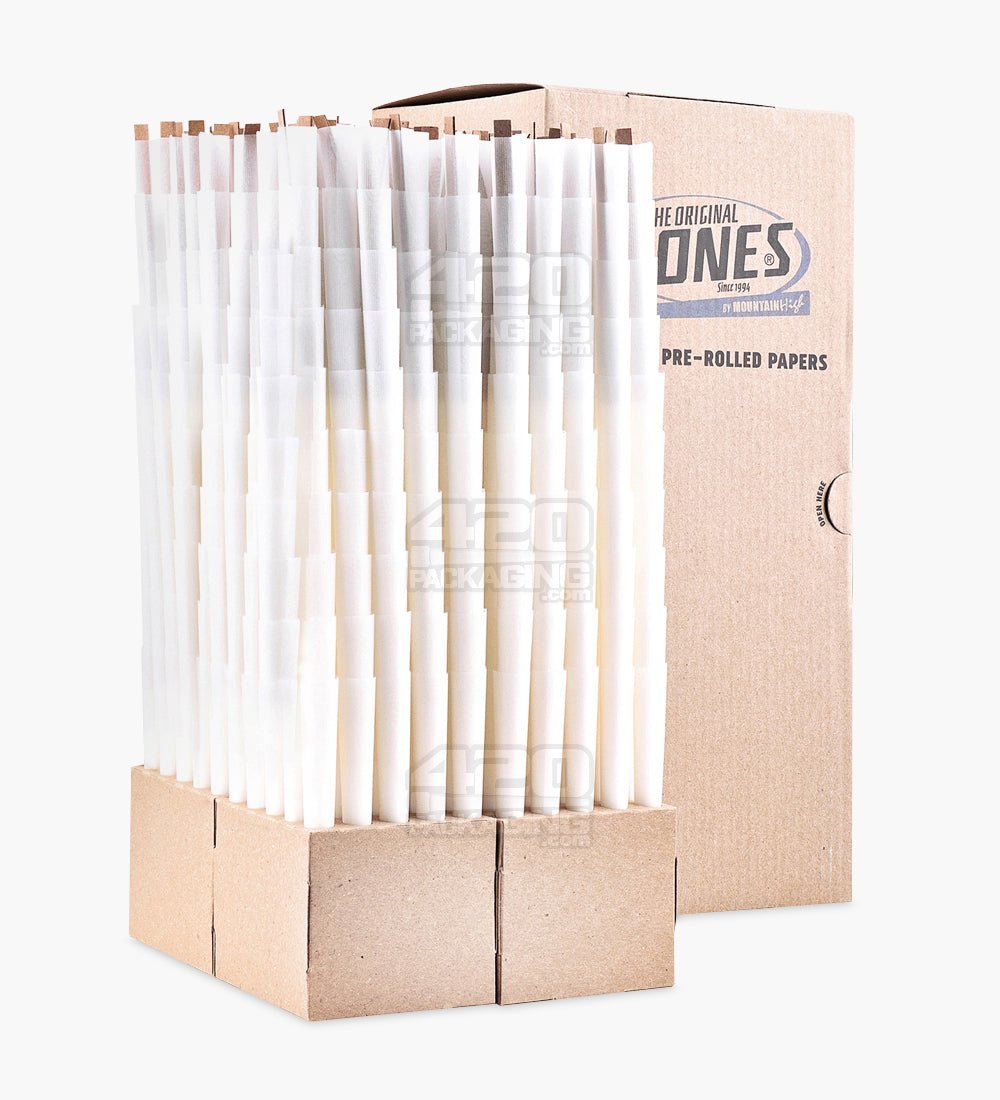 The Original Cones 109mm King Slim Size Bleached White Paper Pre Rolled Cones w/ Filter Tip 1000/Box - 1