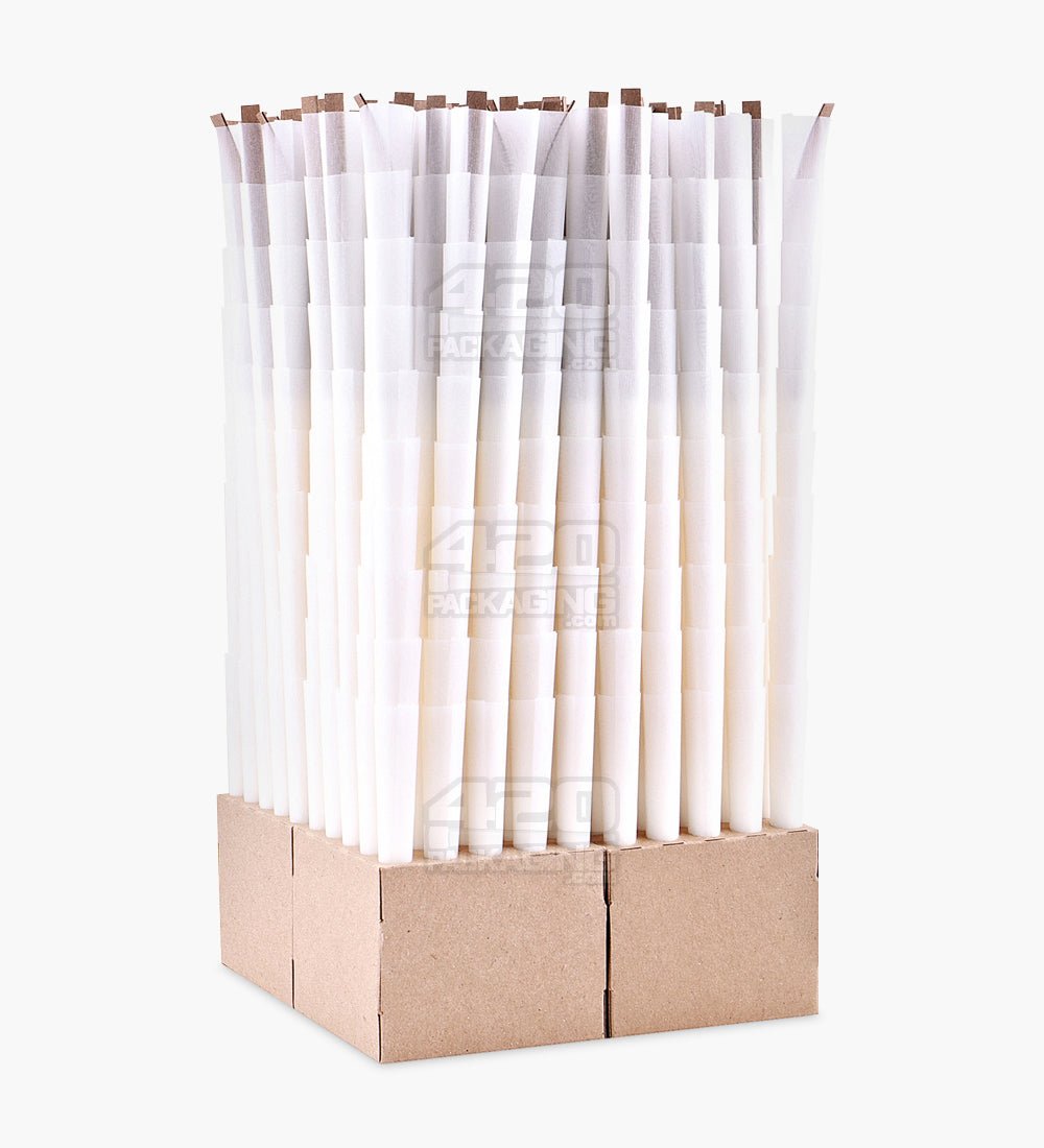 The Original Cones 109mm King Slim Size Bleached White Paper Pre Rolled Cones w/ Filter Tip 1000/Box - 2