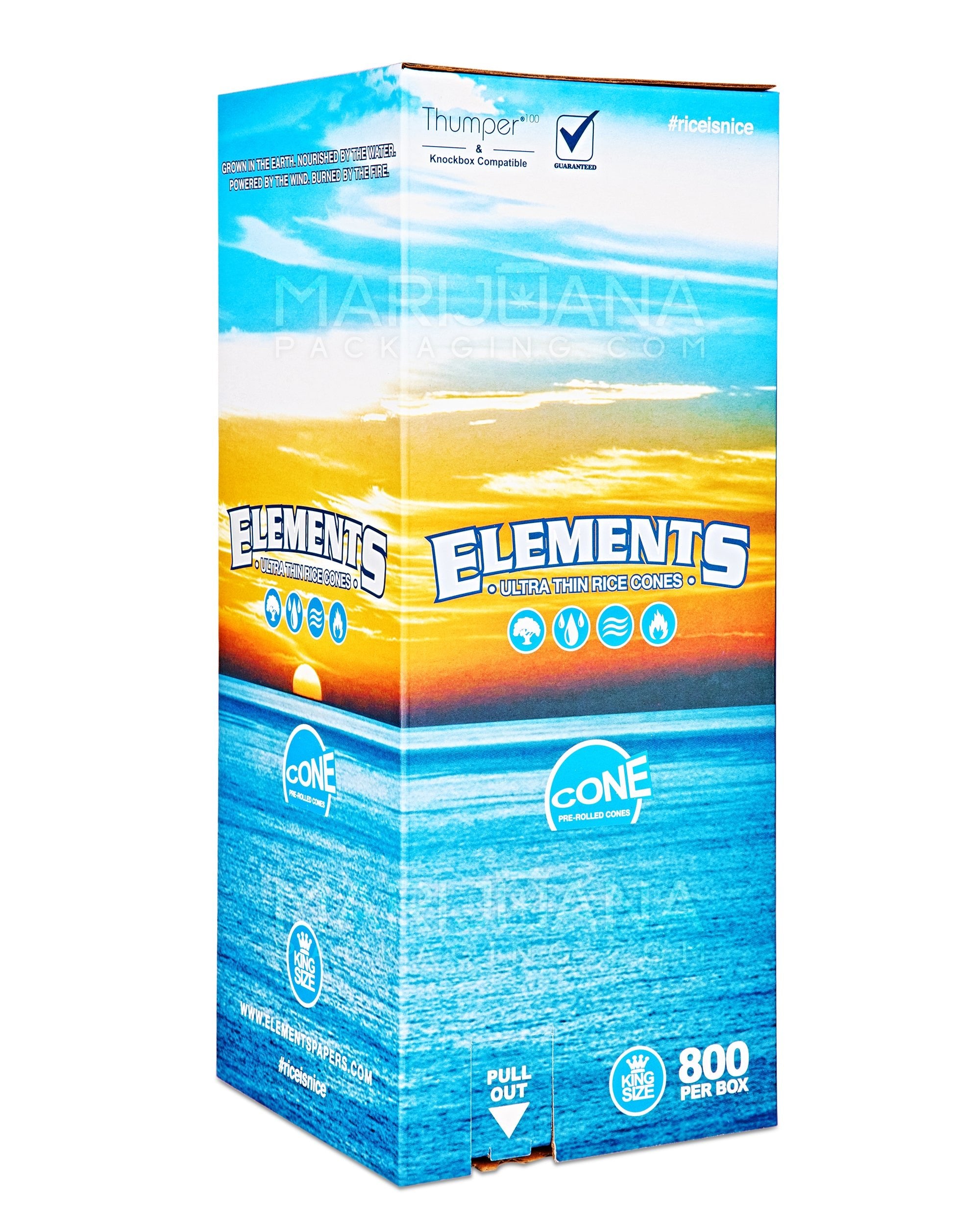 ELEMENTS | King Size Ultra Thin Pre-Rolled Rice Cones | 109mm - Rice Paper - 800 Count - 1