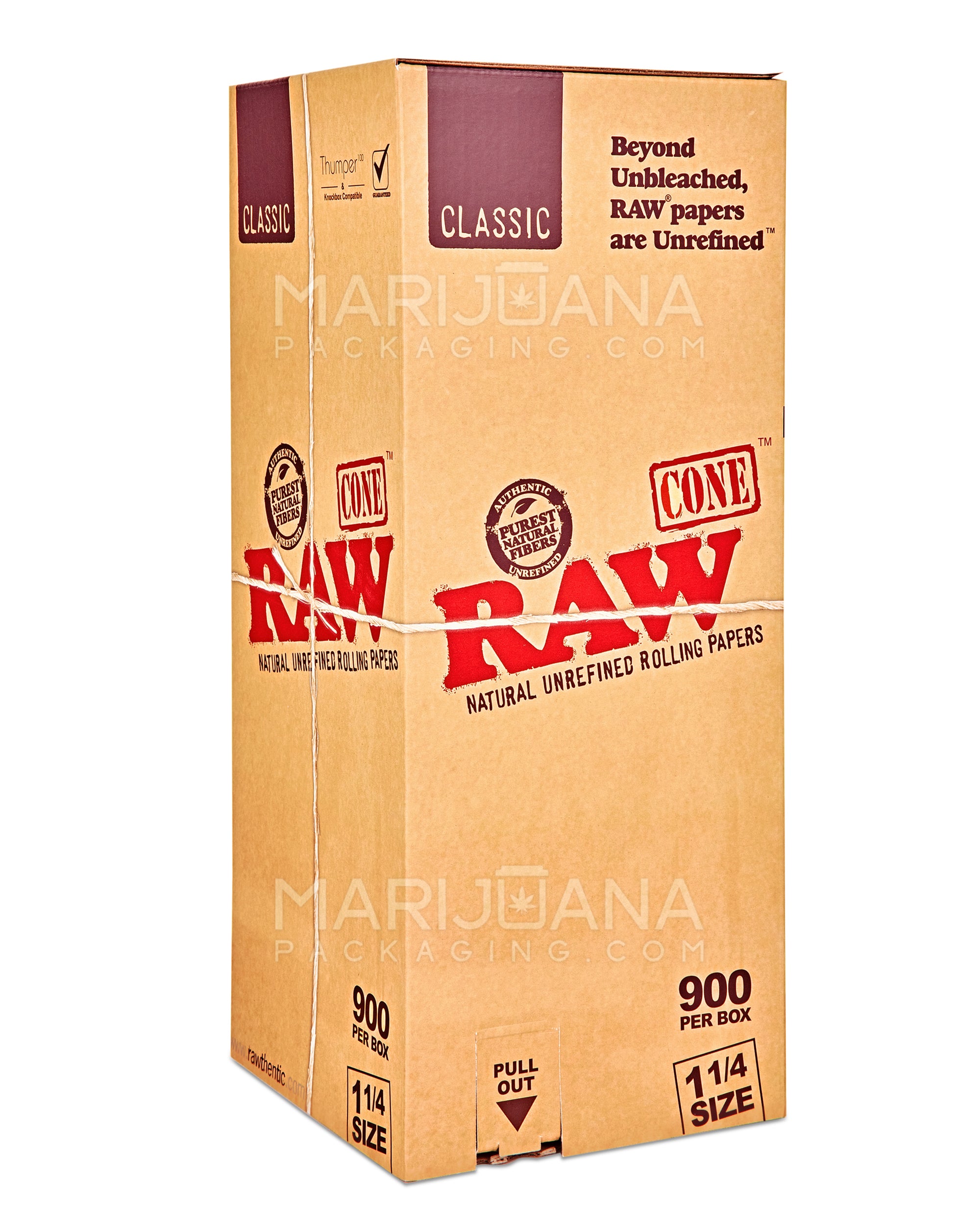 RAW | Classic 1 1/4 Size Pre-Rolled Cones | 84mm - Unbleached Paper - 900 Count - 1