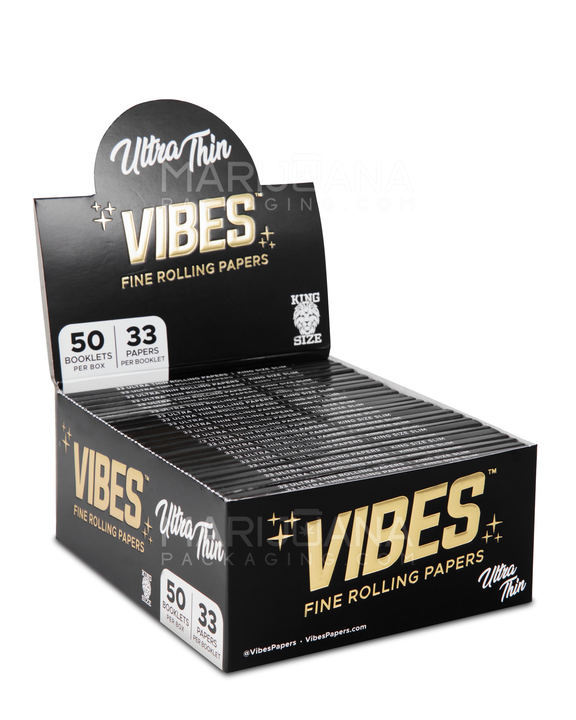 VIBES | 'Retail Display' King Size Rolling Papers | 109mm - Unbleached Paper - 50 Count - 1
