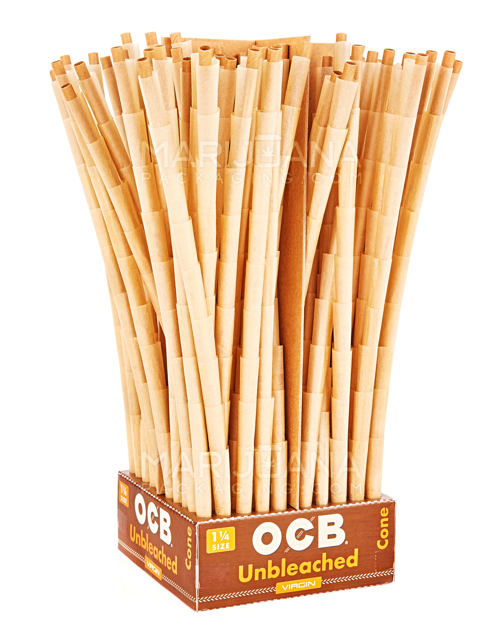 OCB | 1 1/4 Size Virgin Pre-Rolled Cones | 84mm - Unbleached Paper - 900 Count - 2