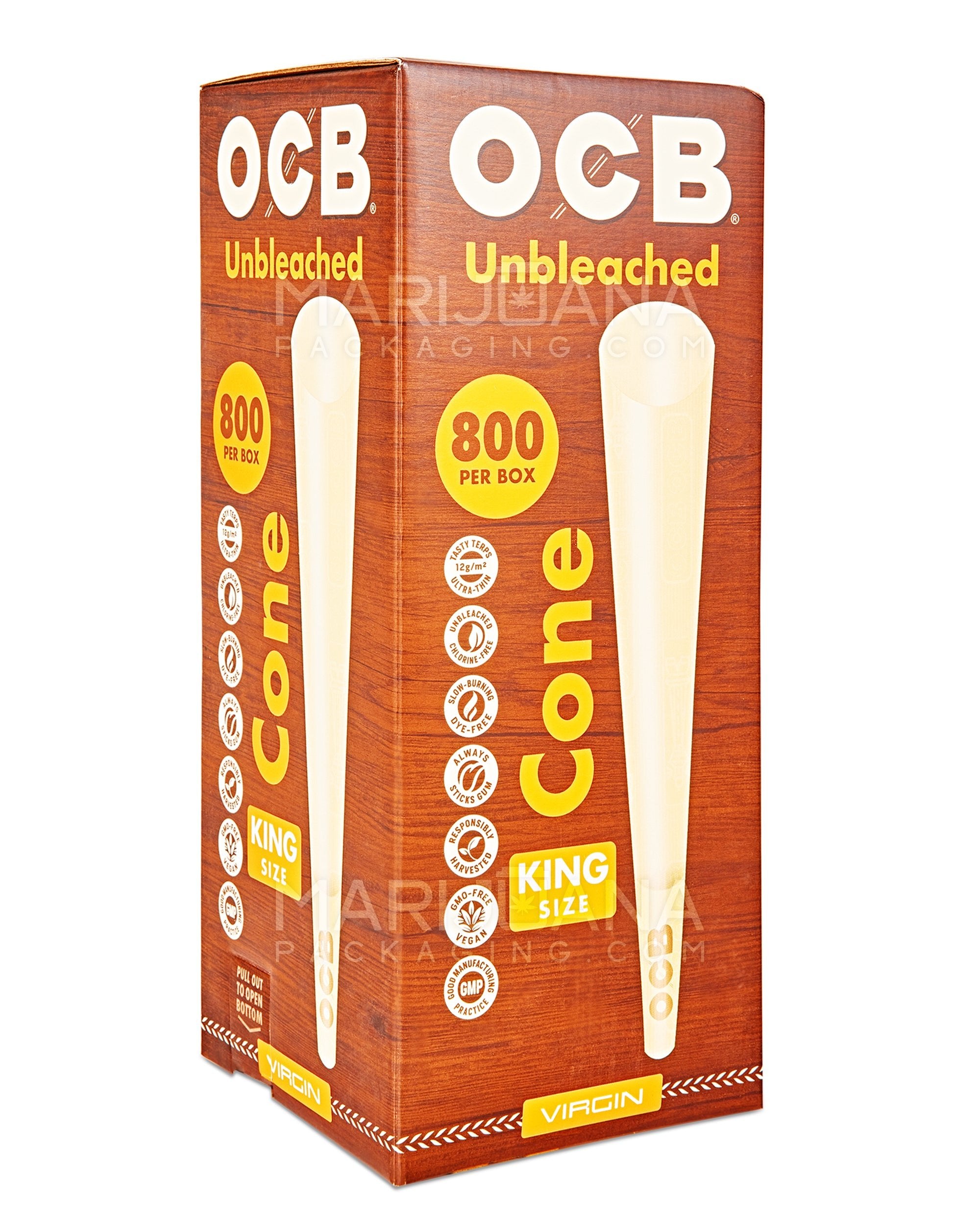 OCB | King Size Virgin Pre-Rolled Cones | 109mm - Unbleached Paper - 800 Count - 1