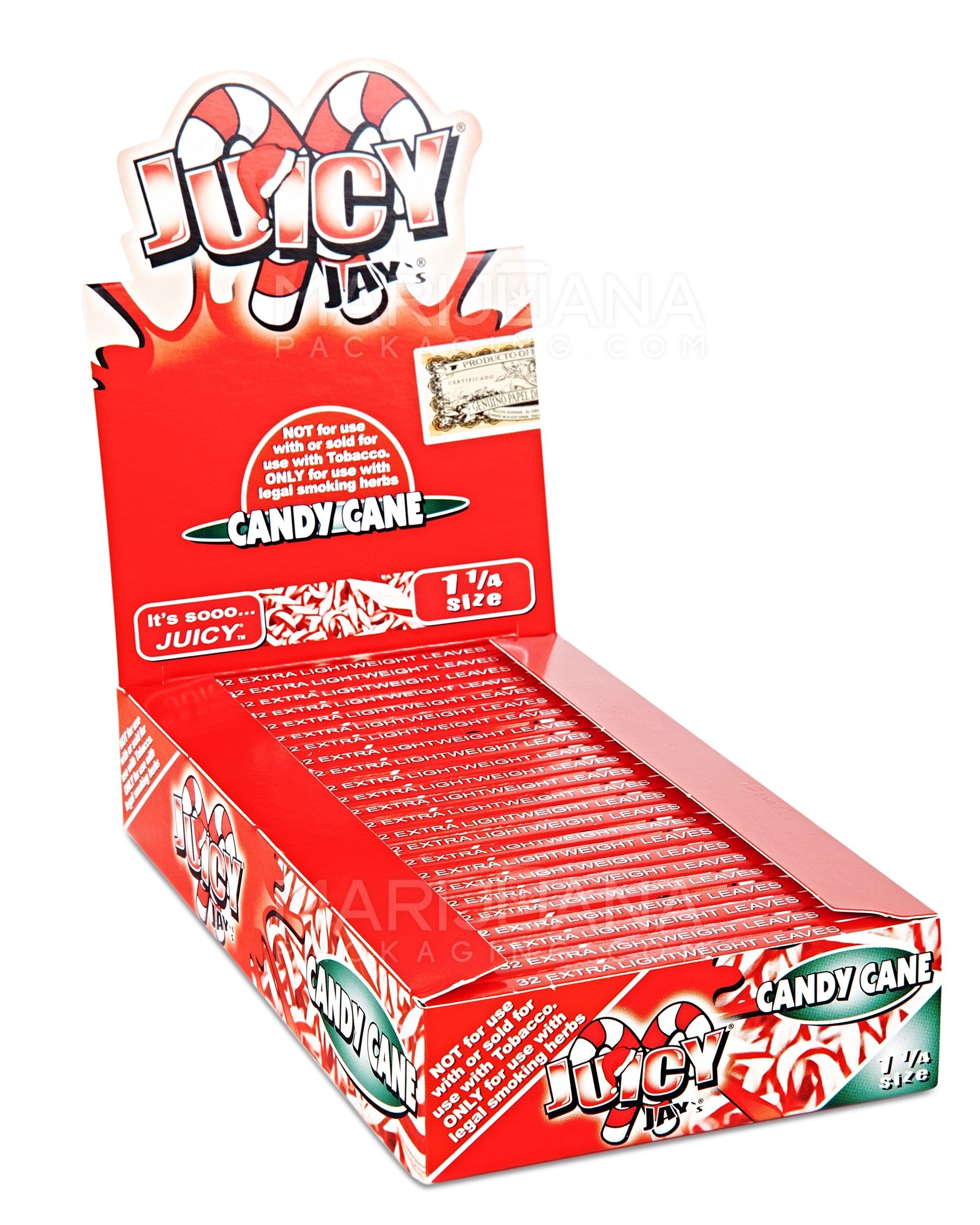 JUICY JAY'S | 'Retail Display' 1 1/4 Size Hemp Rolling Papers | 76mm - Candy Cane - 24 Count - 1