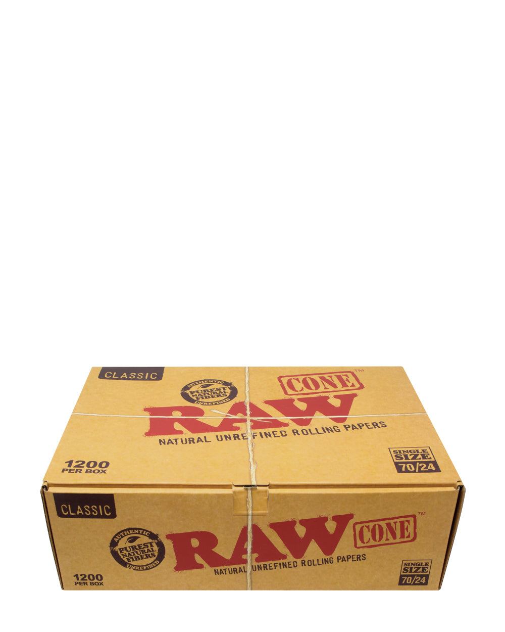 RAW | Classic Single Size Pre-Rolled Cones | 70mm - Unbleached Paper - 1200 Count - 2
