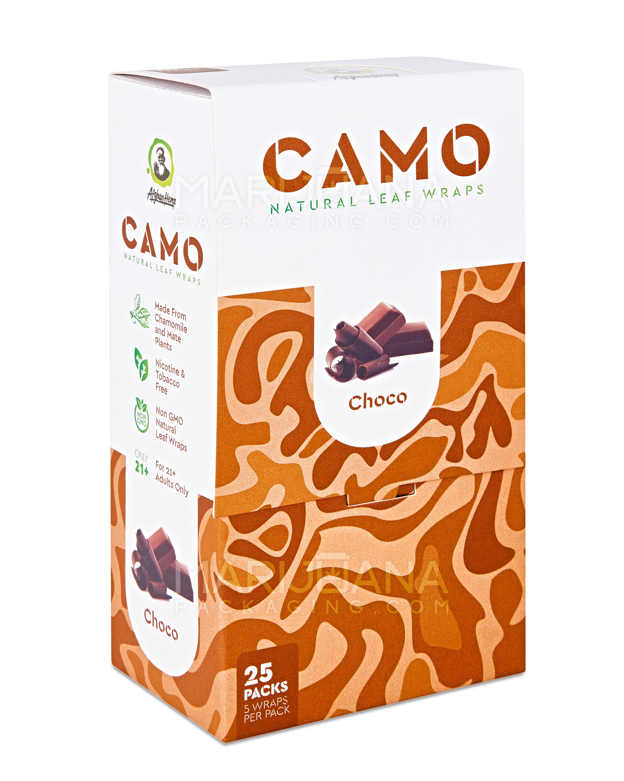 CAMO | 'Retail Display' Natural Leaf Resealable Pouch Blunt Wraps | 109mm - Choco - 25 Count - 3
