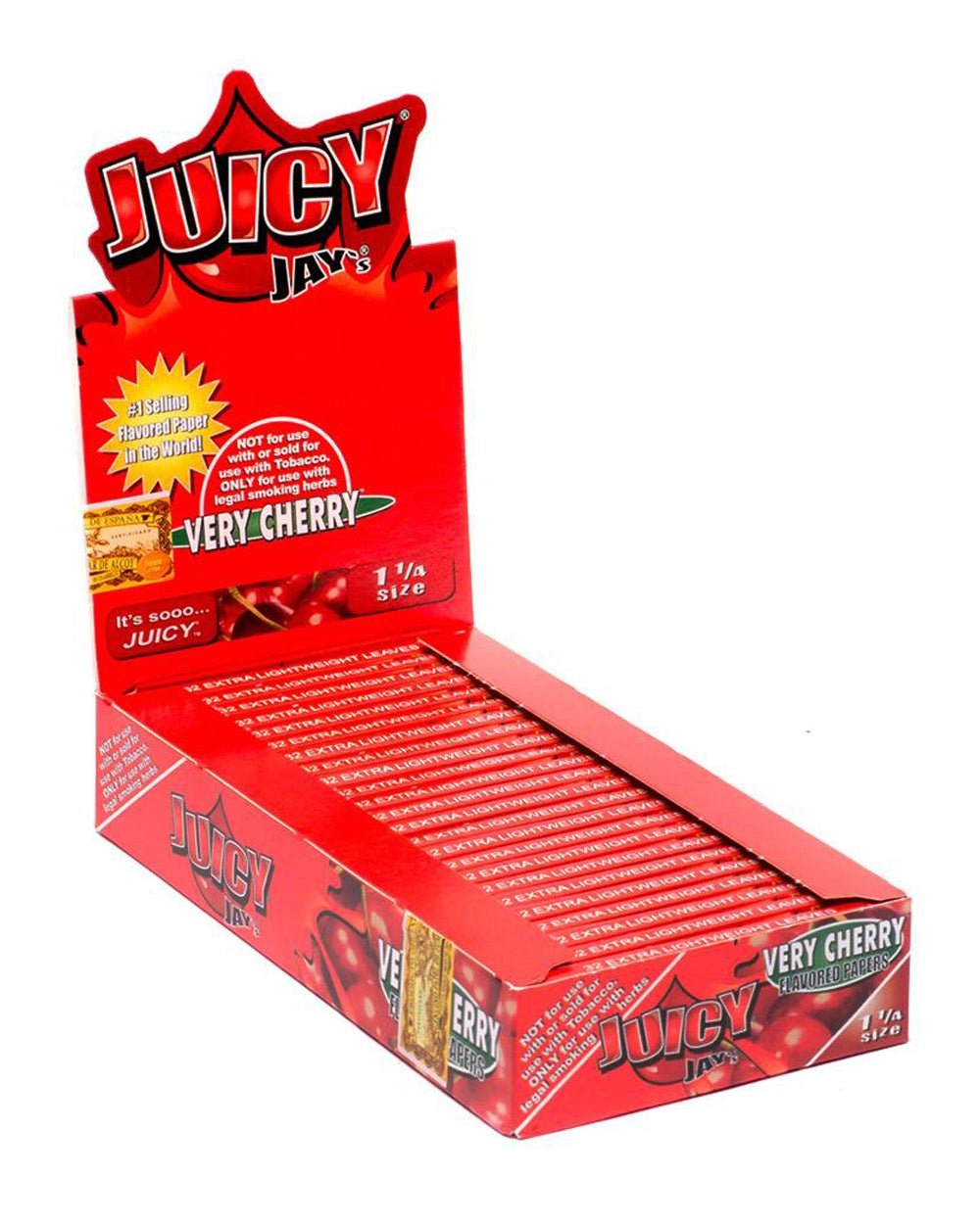 JUICY JAY'S | 'Retail Display' 1 1/4 Size Hemp Rolling Papers | 76mm - Very Cherry - 24 Count - 1