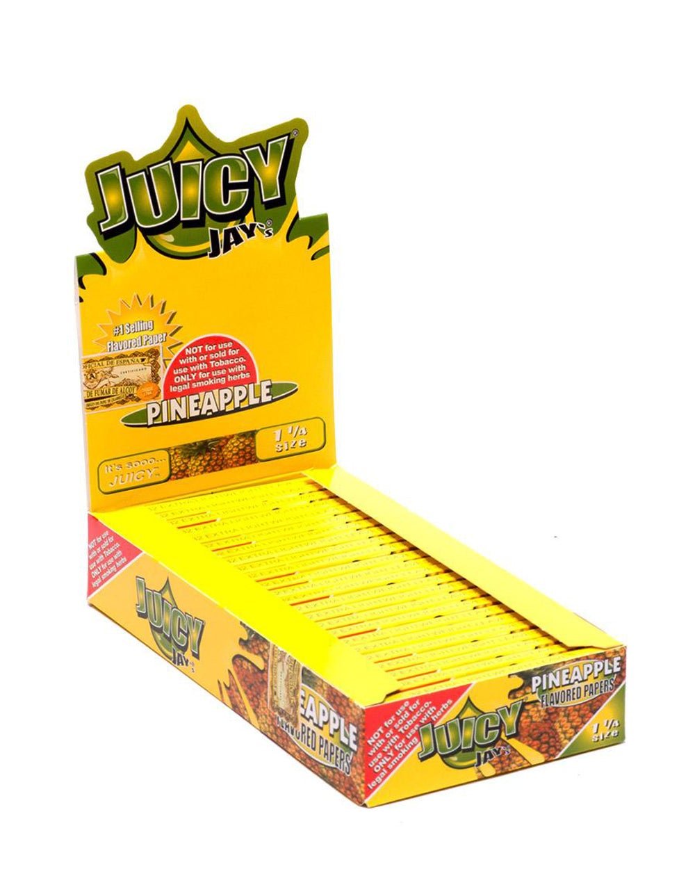 JUICY JAY'S | 'Retail Display' 1 1/4 Size Hemp Rolling Papers | 76mm - Pineapple - 24 Count - 1
