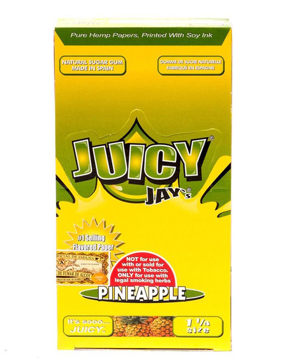 JUICY JAY'S | 'Retail Display' 1 1/4 Size Hemp Rolling Papers | 76mm - Pineapple - 24 Count - 2