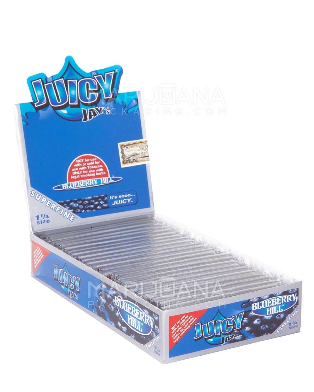 JUICY JAY'S | 'Retail Display' 1 1/4 Size Hemp Rolling Papers | 76mm - Blueberry - 24 Count - 1