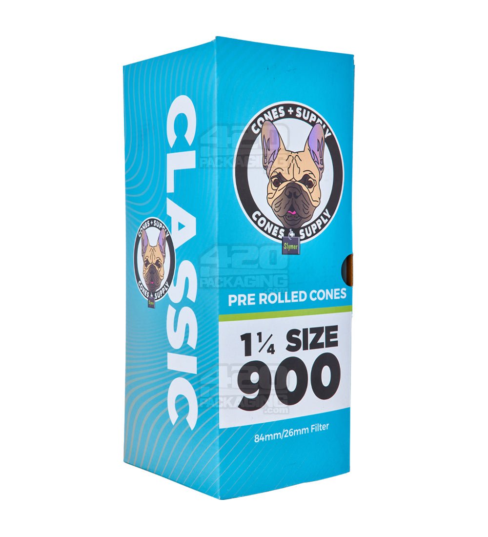 Cones + Supply 84mm 1 1/4 Sized Pre Rolled Classic White Paper Cones 900/Box - 1